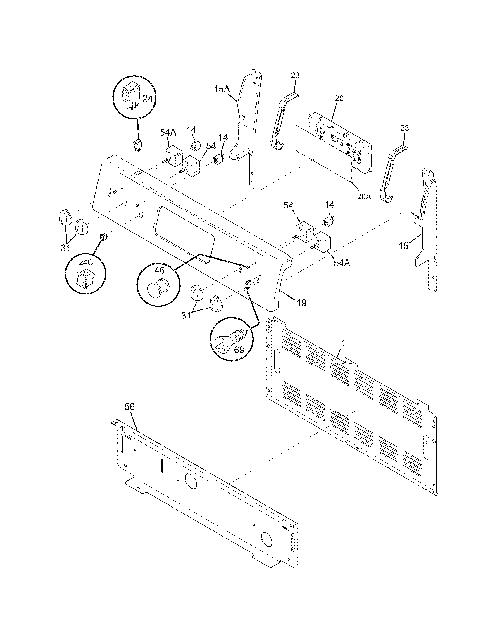 Frigidaire FEF375GCC backguard diagram