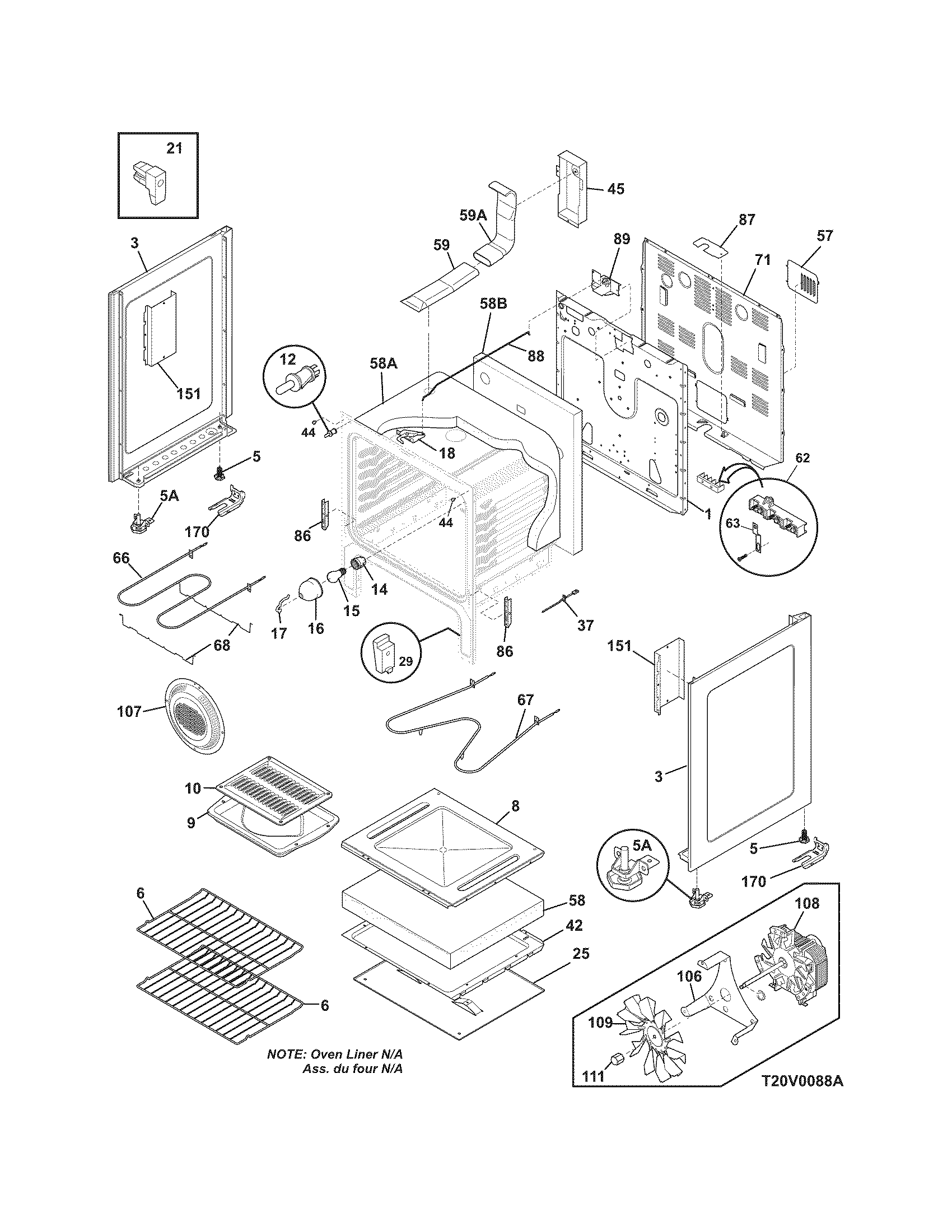 Frigidaire FEF375GCC body diagram