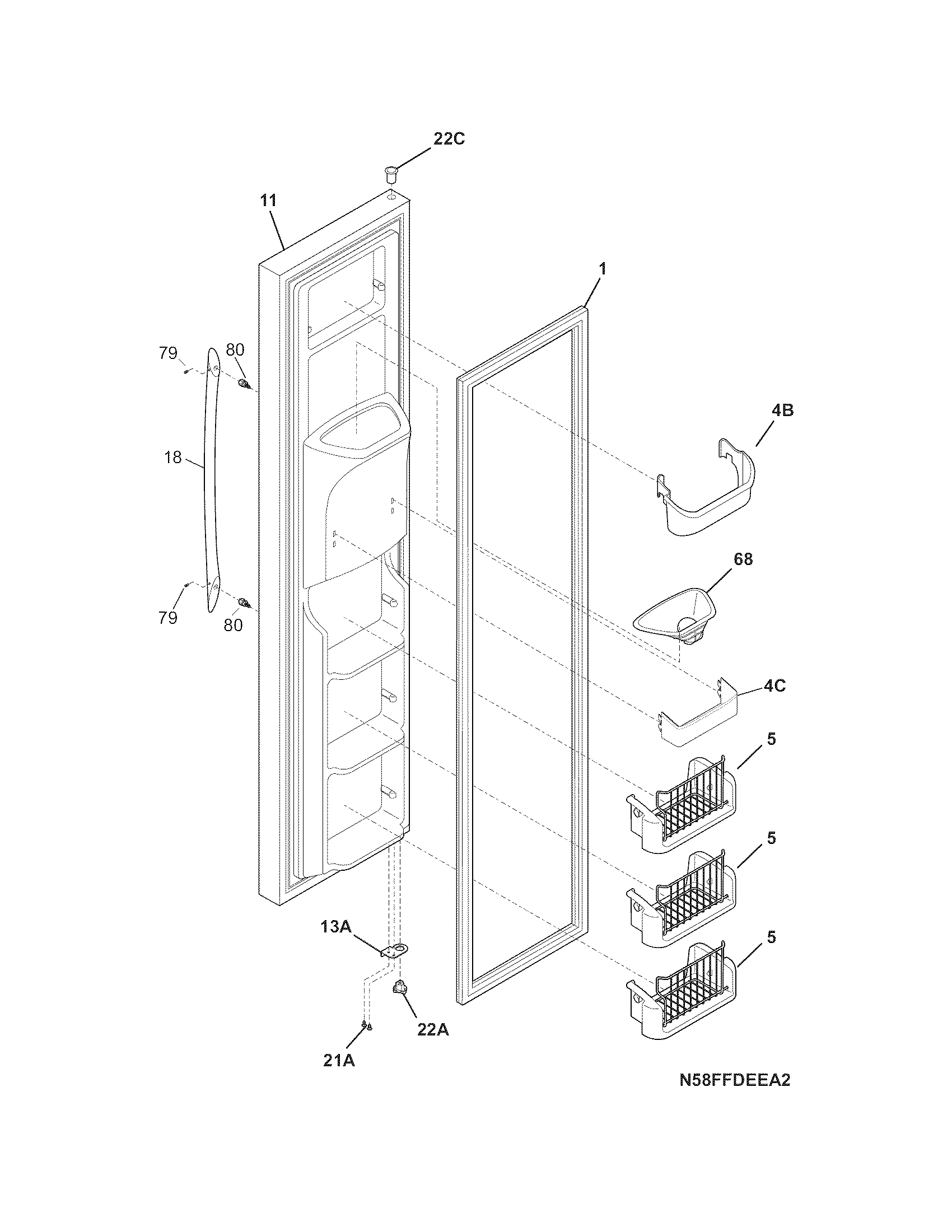 Frigidaire PLHS69EGSSB freezer door diagram