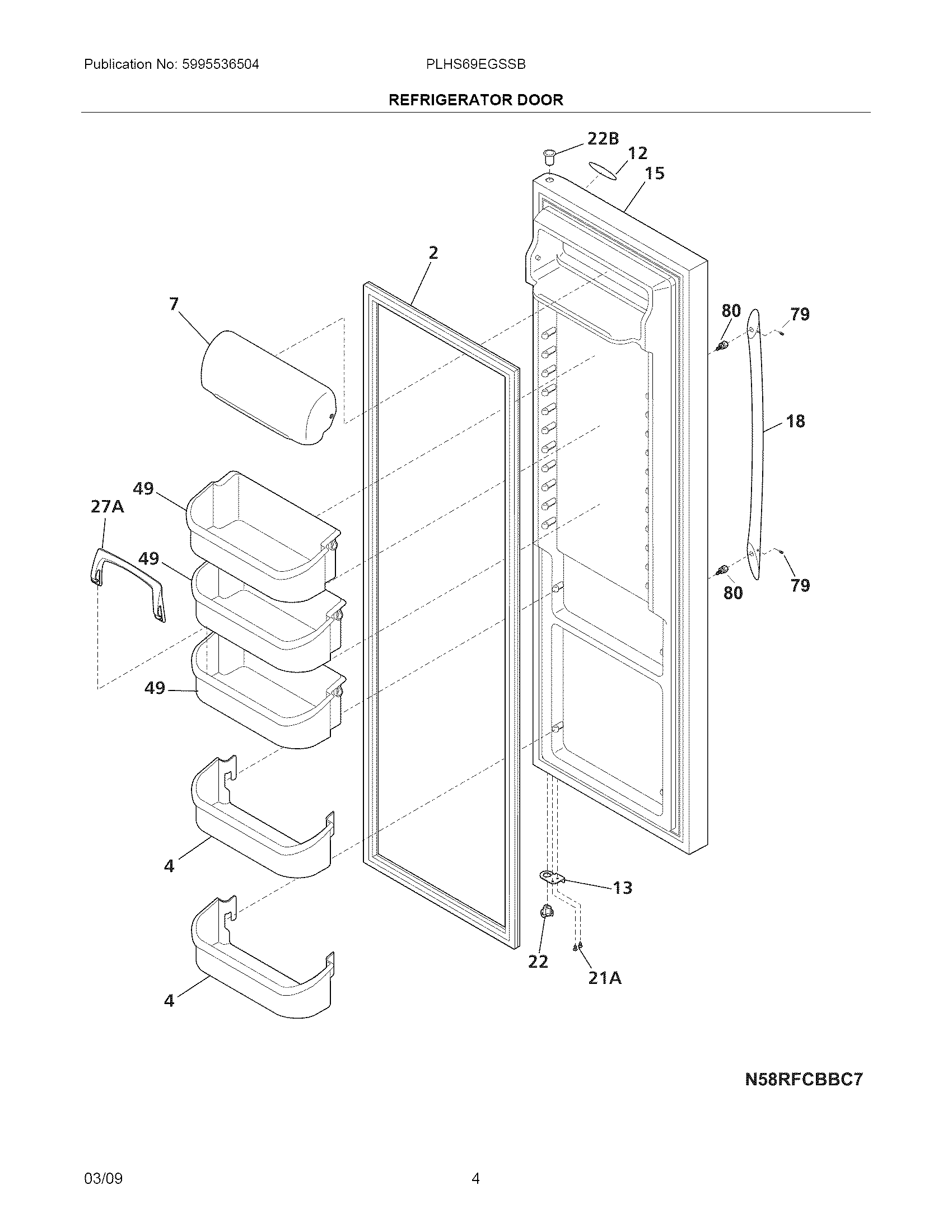 Frigidaire PLHS69EGSSB refrigerator door diagram