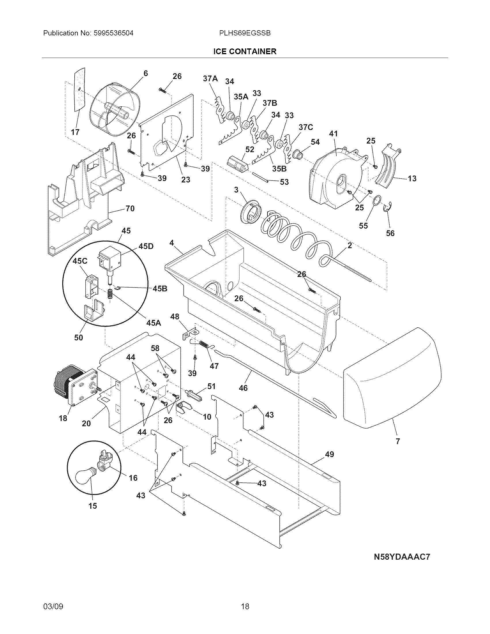 Frigidaire PLHS69EGSSB ice container diagram