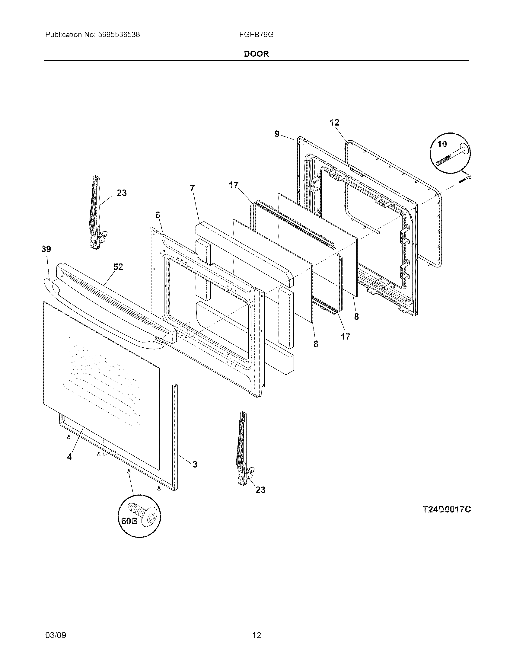 Frigidaire FGFB79GSE door diagram