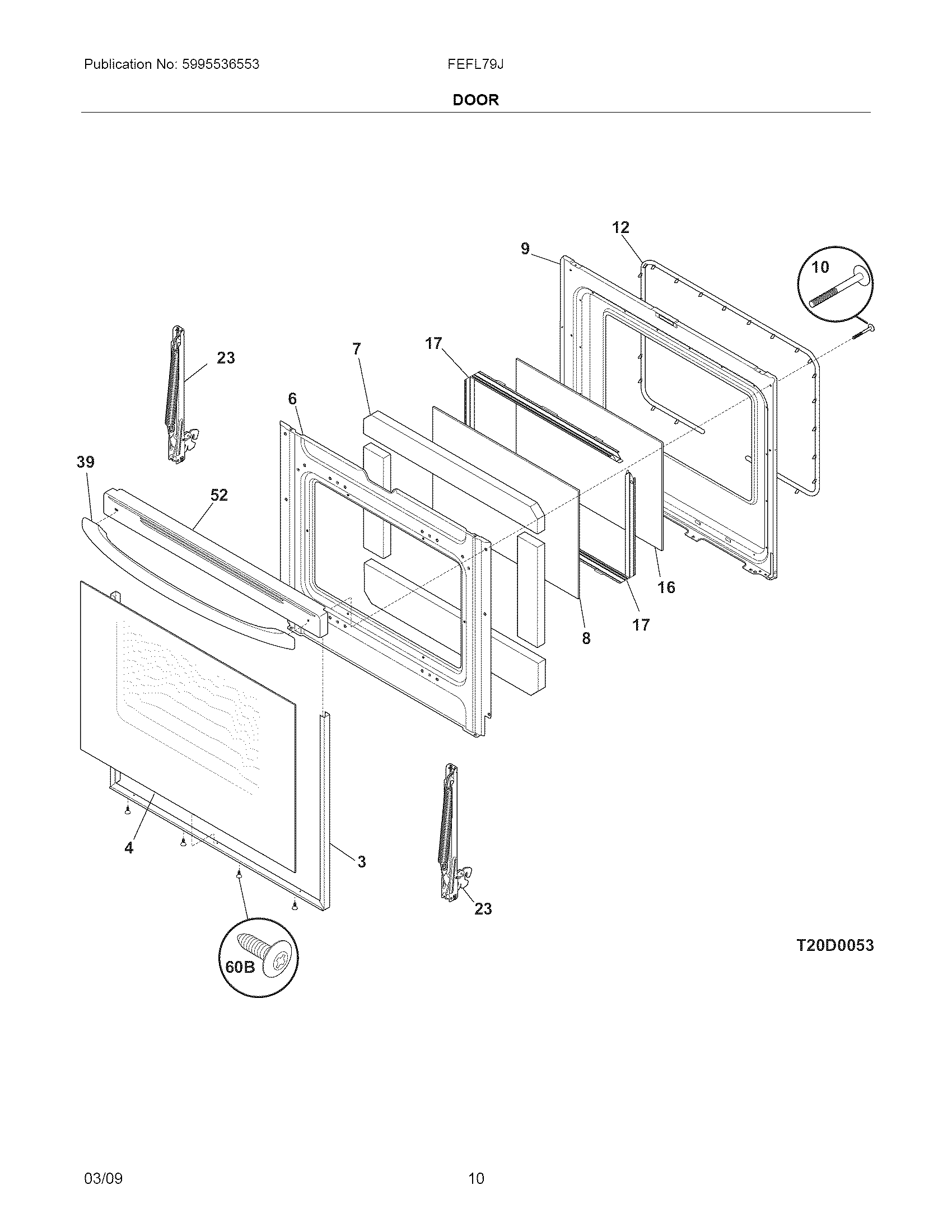 Frigidaire FEFL79JBB door diagram