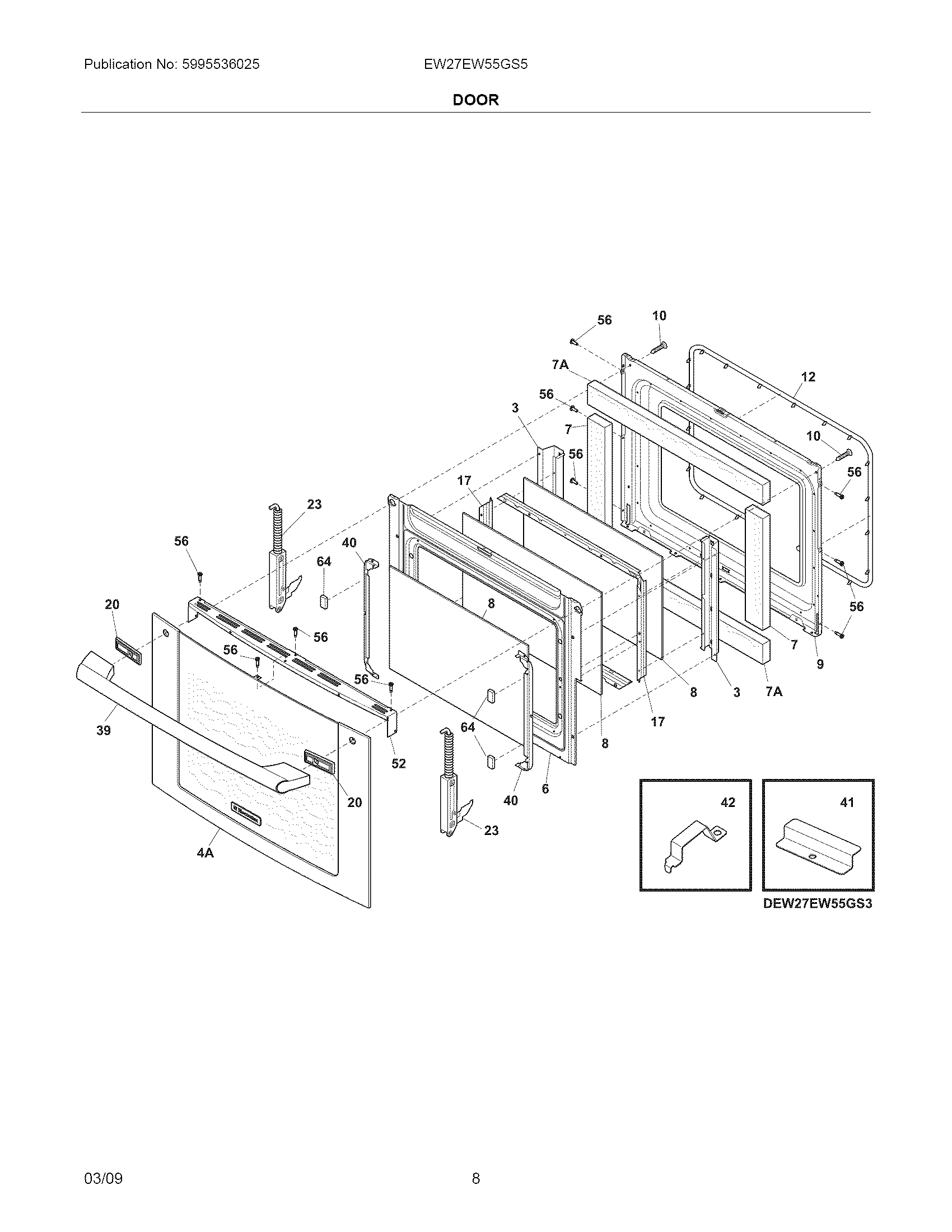 Electrolux EW27EW55GS5 door diagram