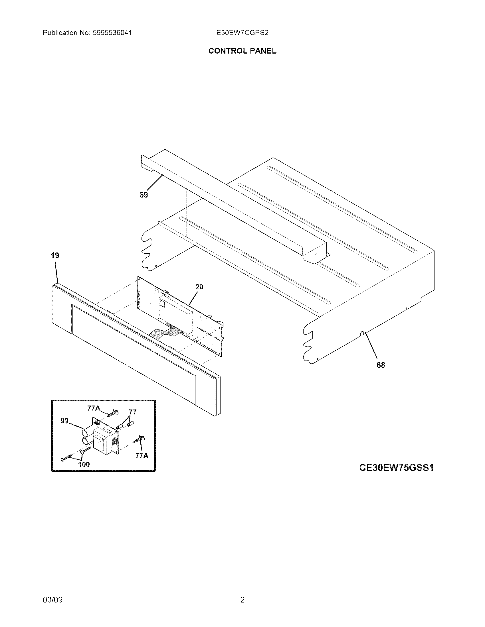 Electrolux E30EW7CGPS2 control panel diagram
