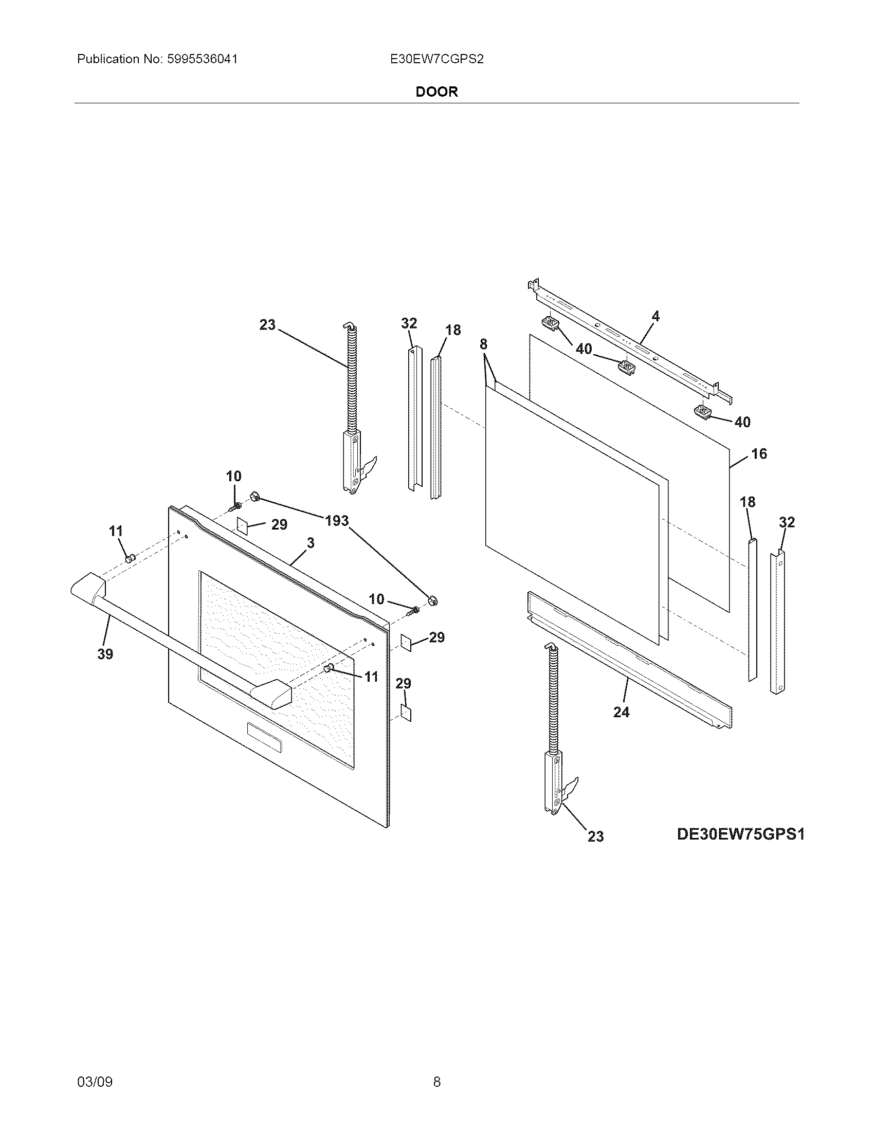 Electrolux E30EW7CGPS2 door diagram