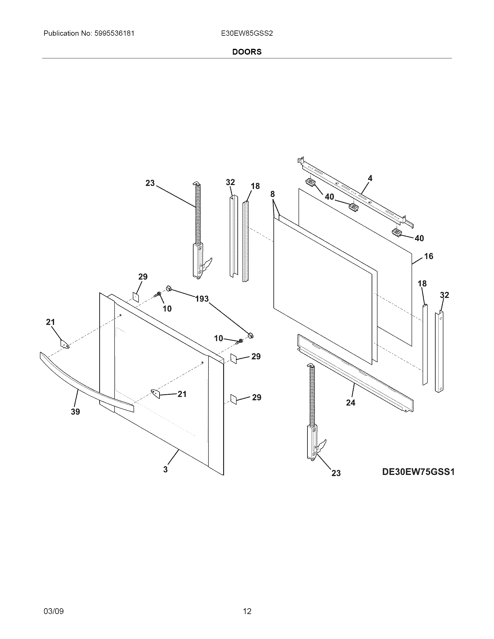 Electrolux E30EW85GSS2 doors diagram