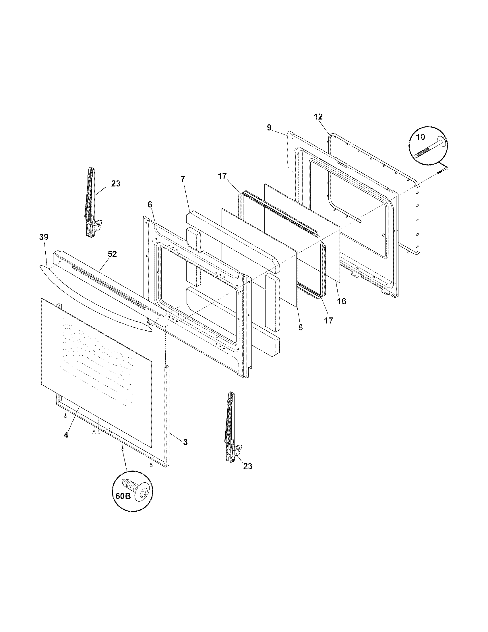Frigidaire CGLEF379GSB door diagram