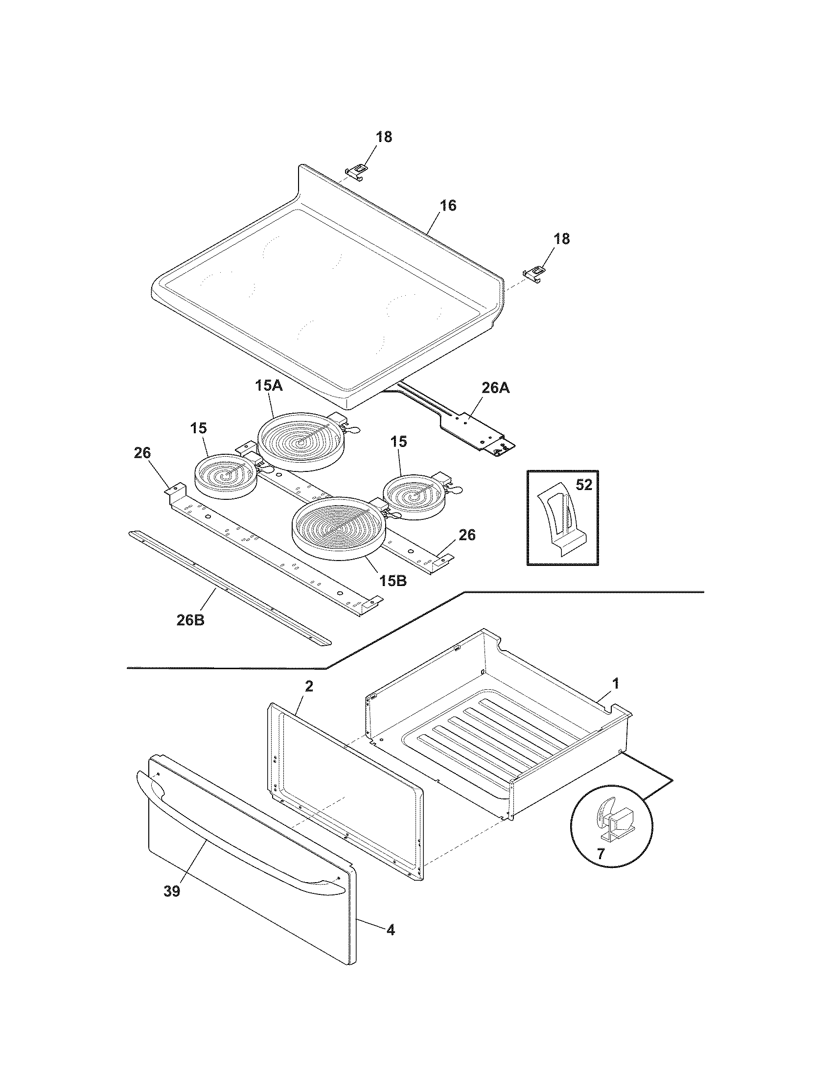 Kenmore 79095043505 top/drawer diagram