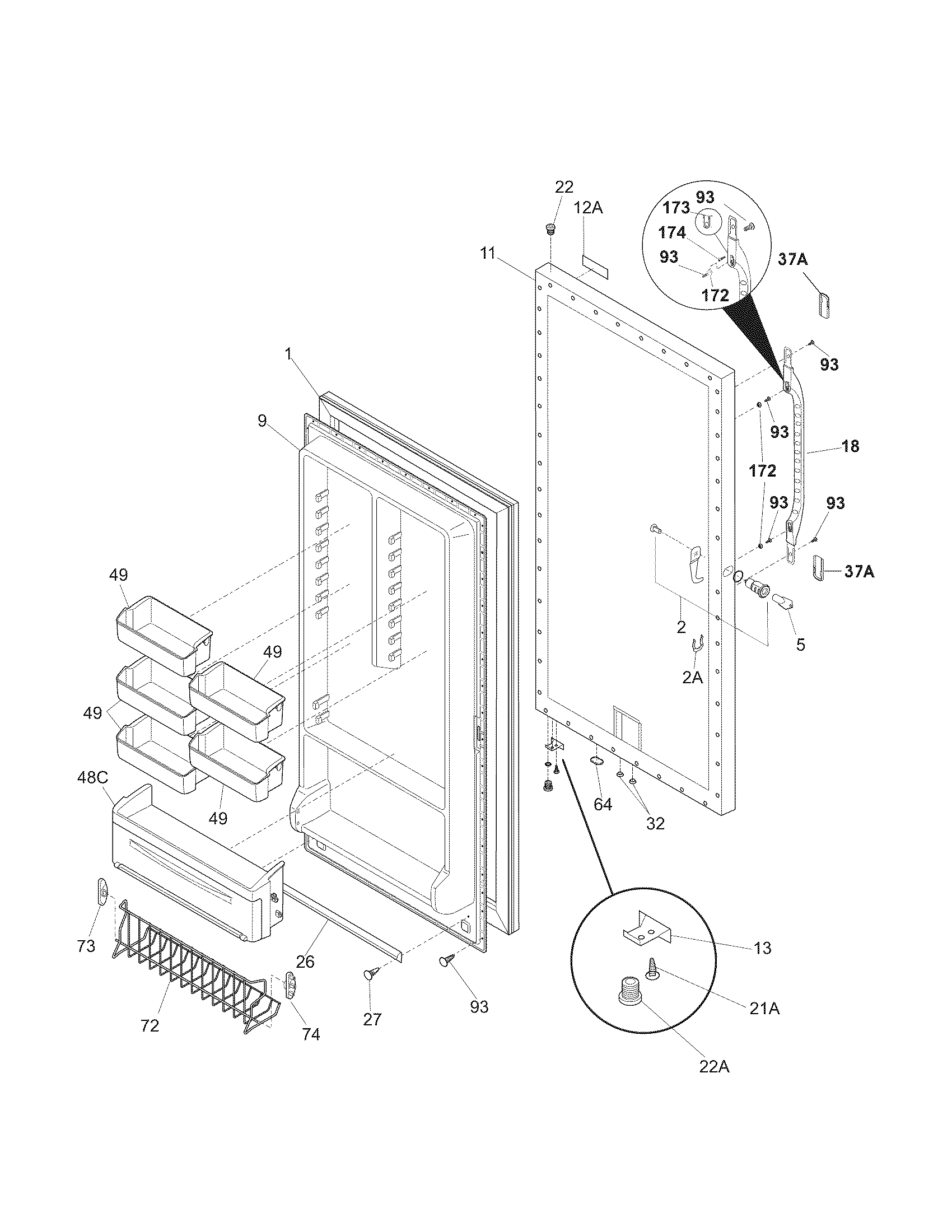 Kenmore 25328042803 door diagram