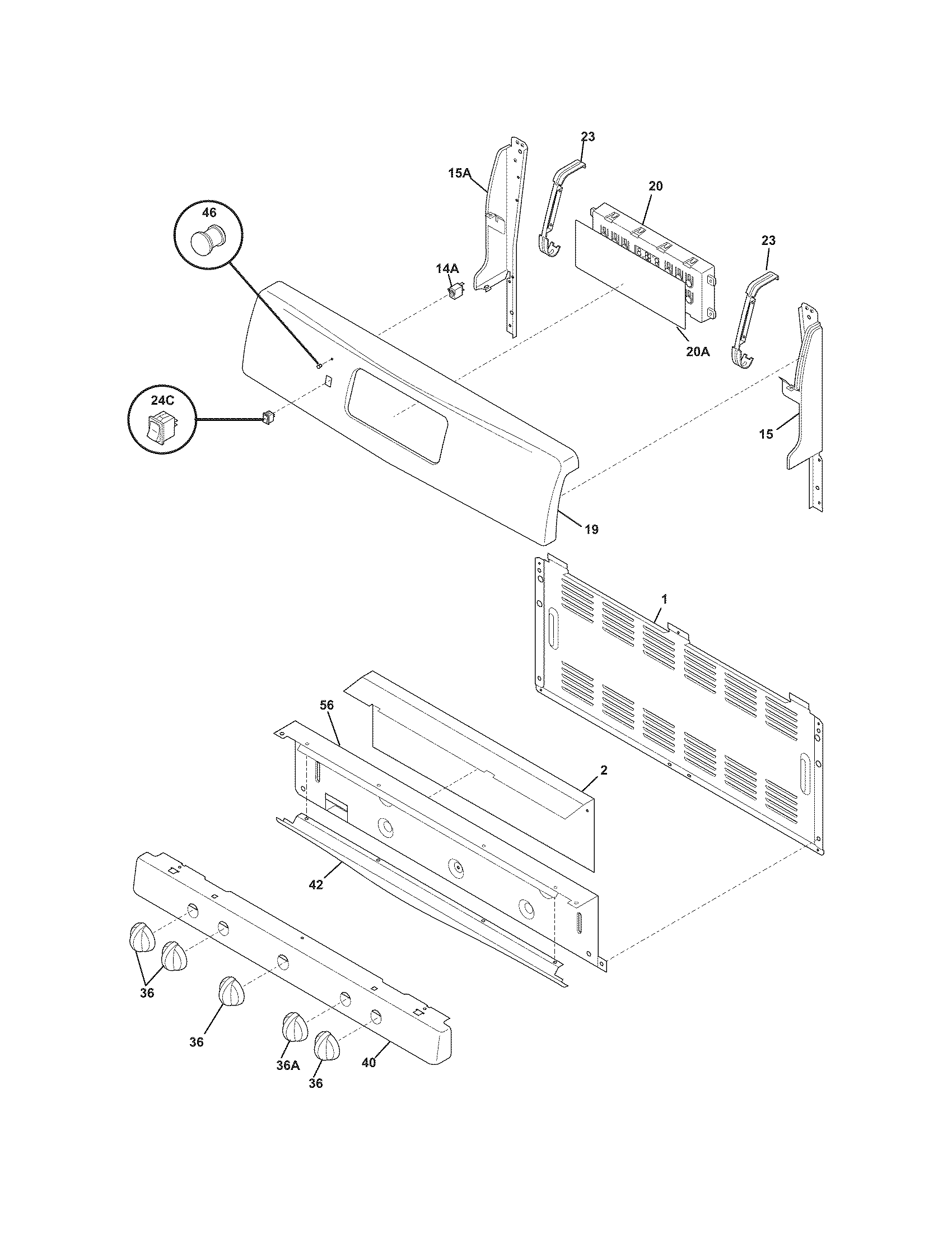 Frigidaire CGLGF386GSC backguard diagram