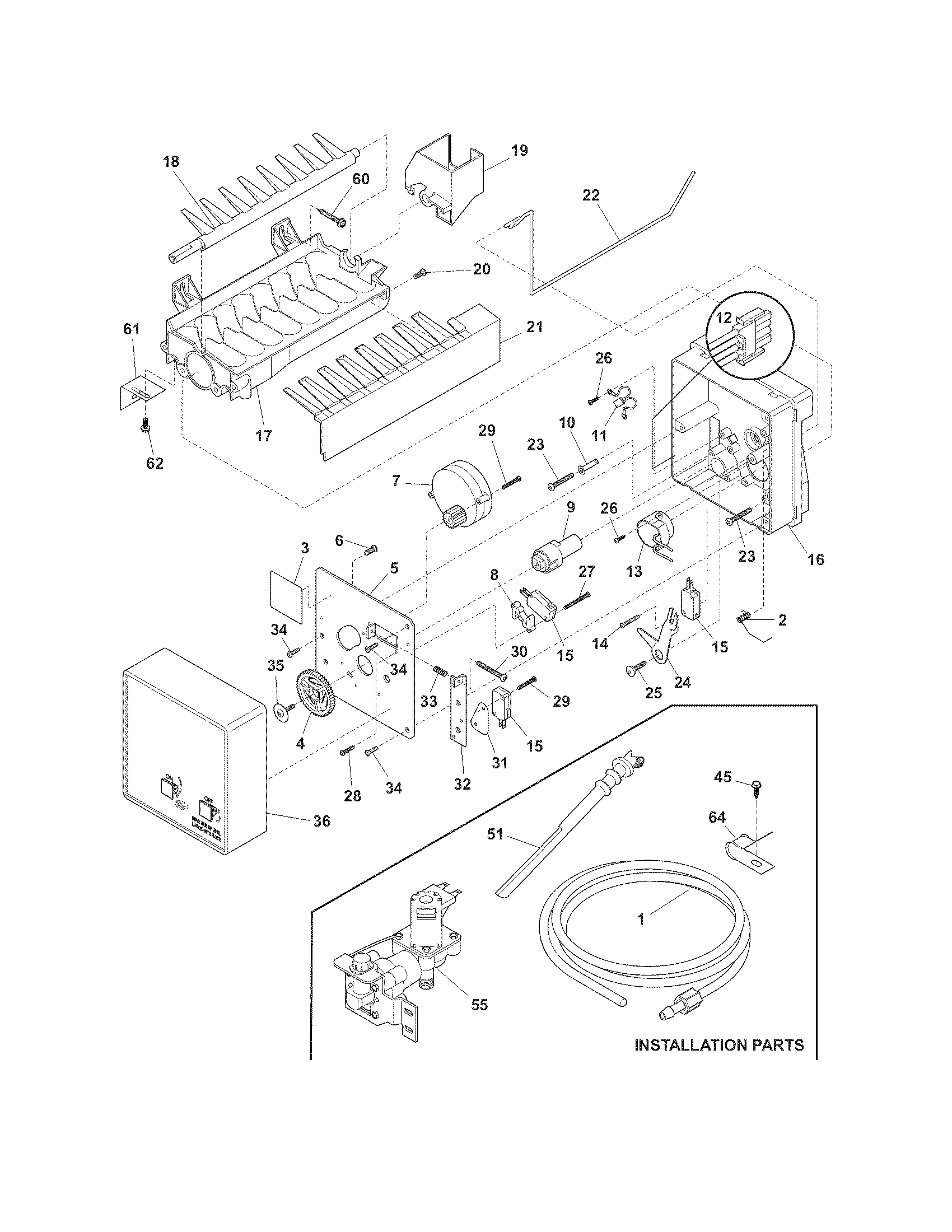 Crosley CRTE184IJB4 ice maker diagram