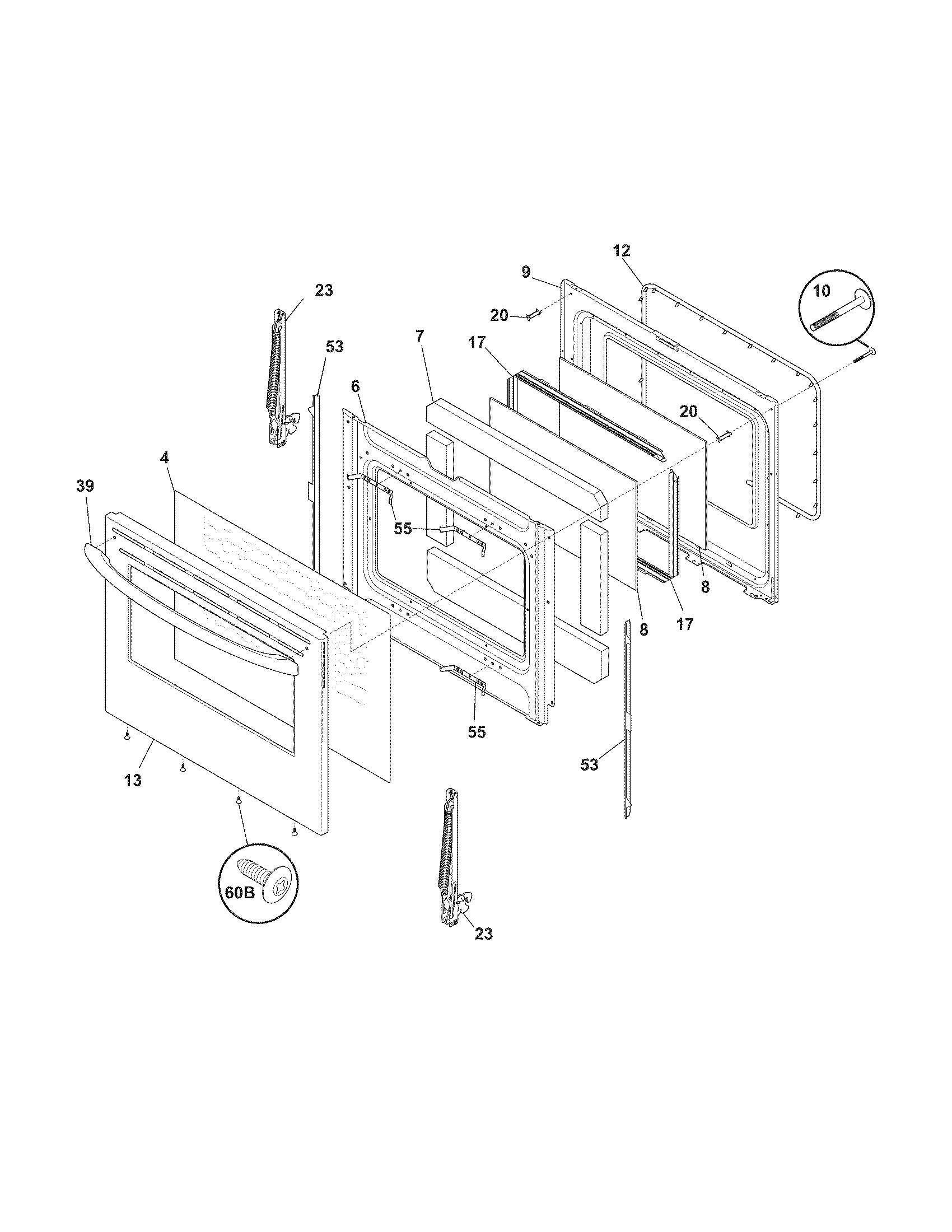 Frigidaire FEFB66ECH door diagram