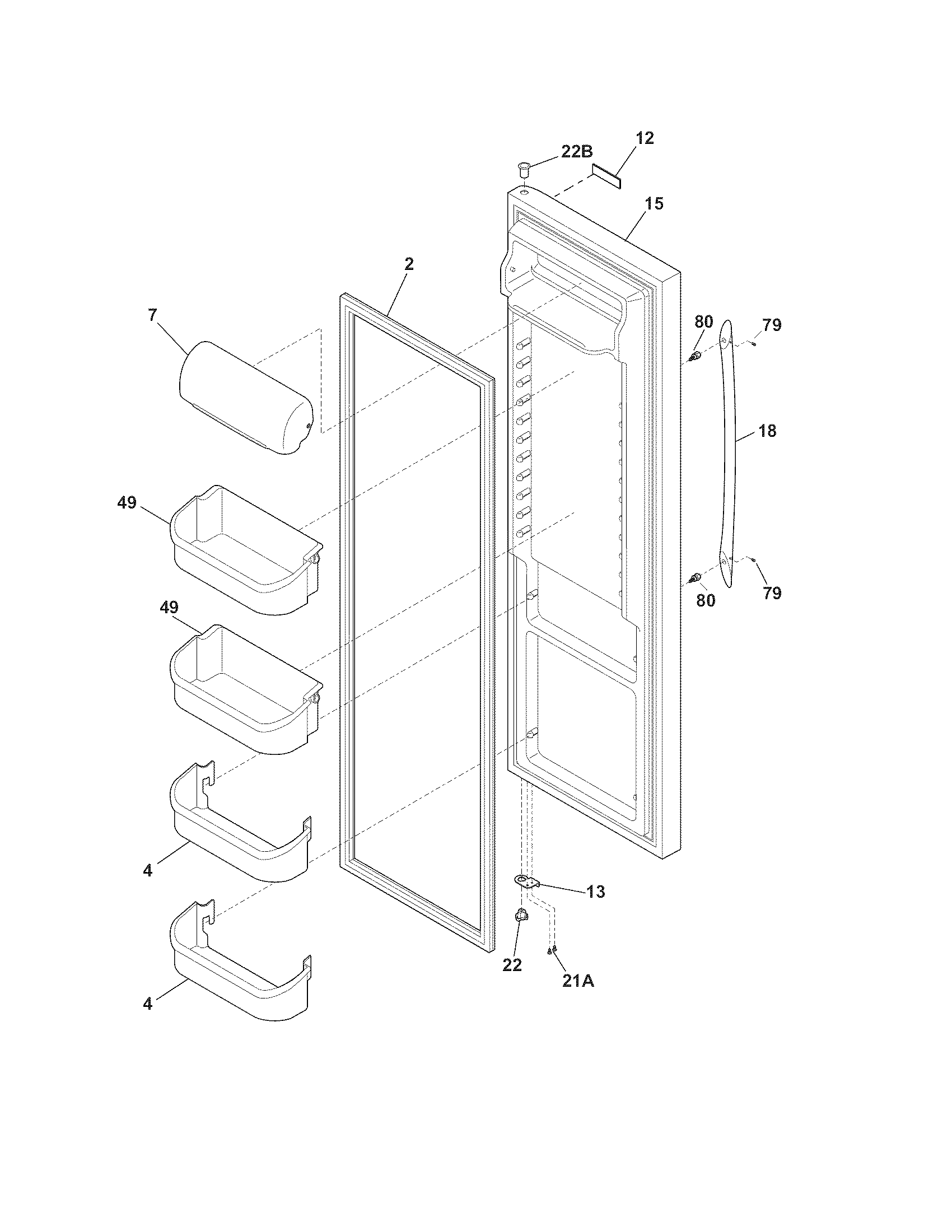 Frigidaire FGHS2344KF1 refrigerator door diagram