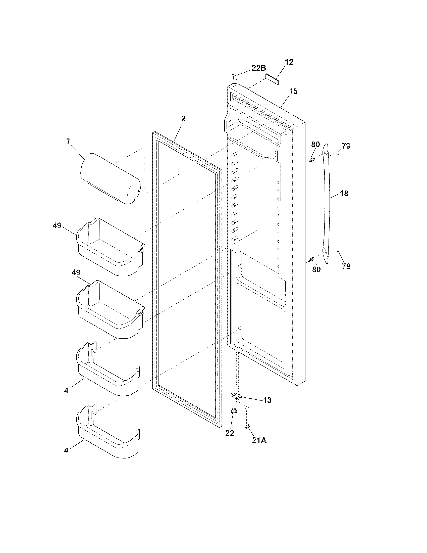Frigidaire FGHS2367KB1 refrigerator door diagram