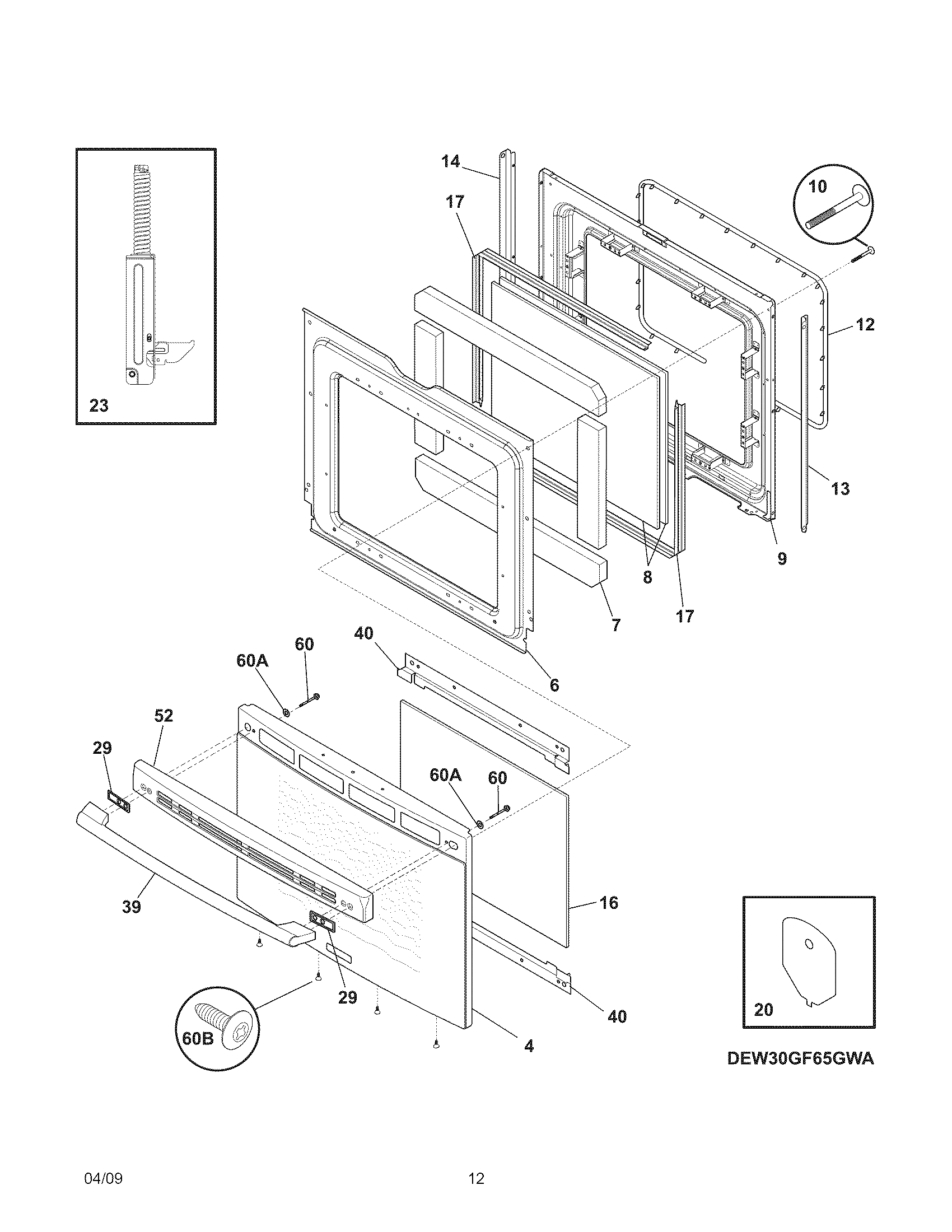 Electrolux CEW30GF6GBB door diagram