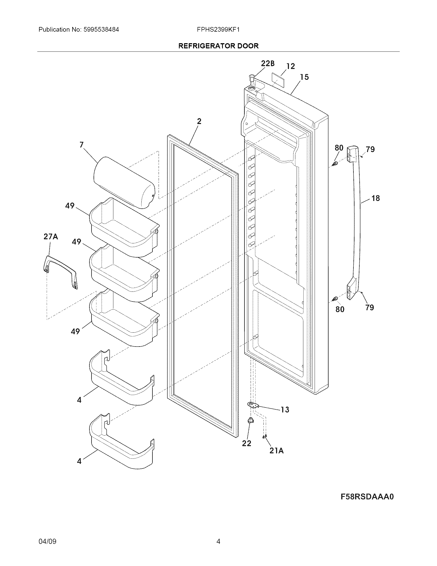 Frigidaire FPHS2399KF1 refrigerator door diagram