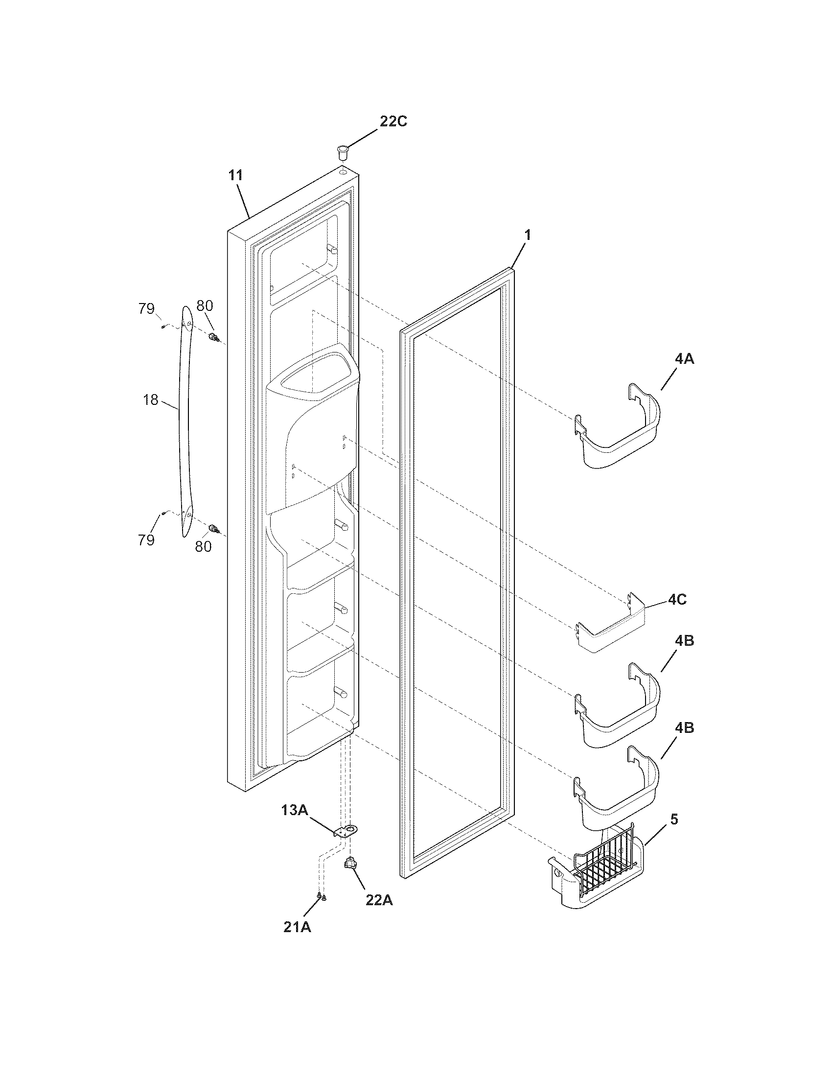 Frigidaire FGHS2369KP1 freezer door diagram
