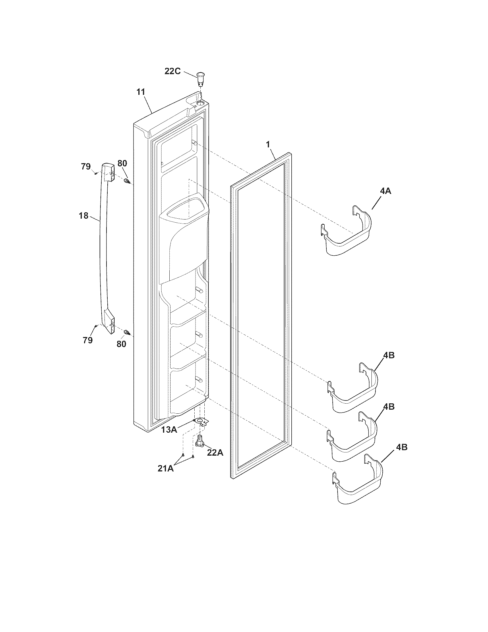 Frigidaire FPHS2387KF1 freezer door diagram