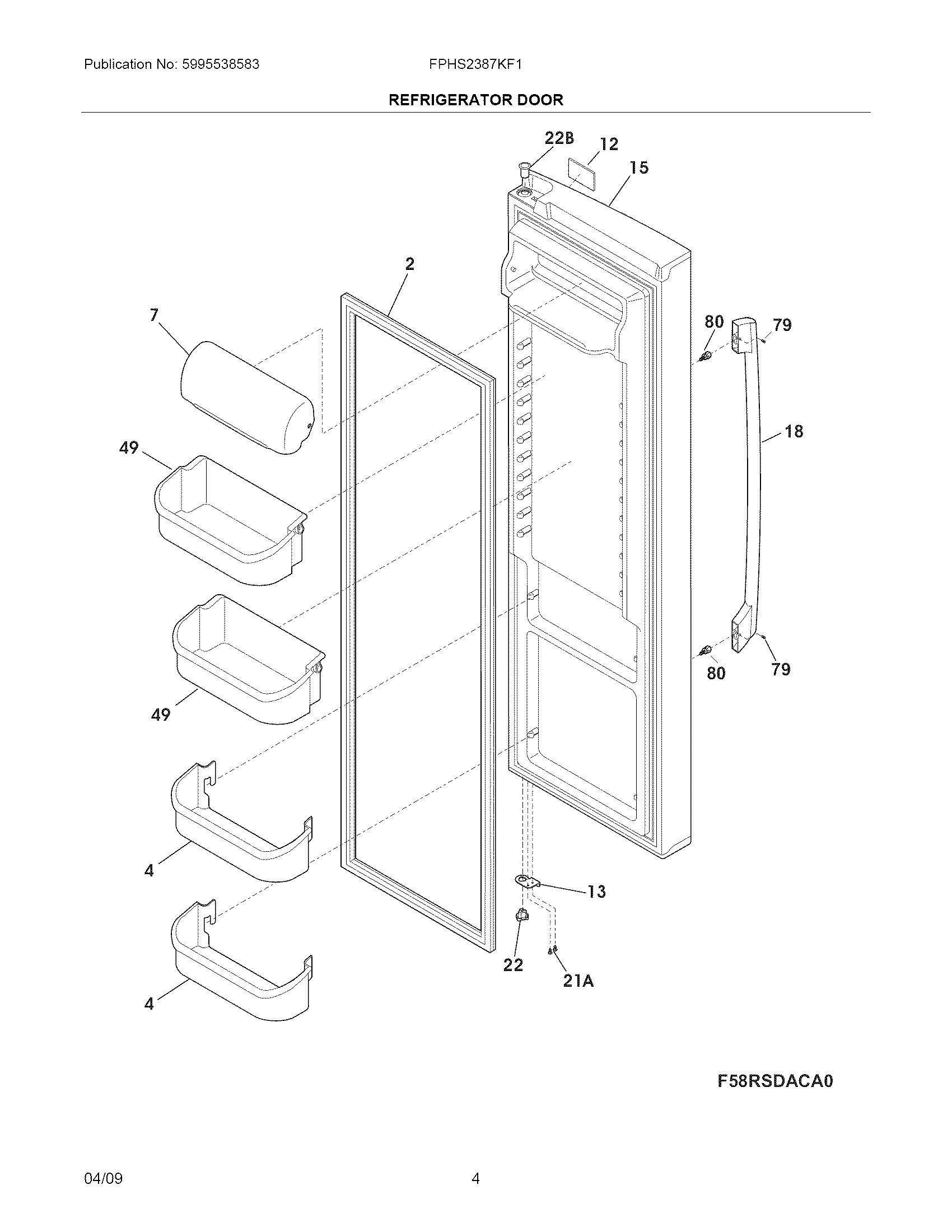 Frigidaire FPHS2387KF1 refrigerator door diagram