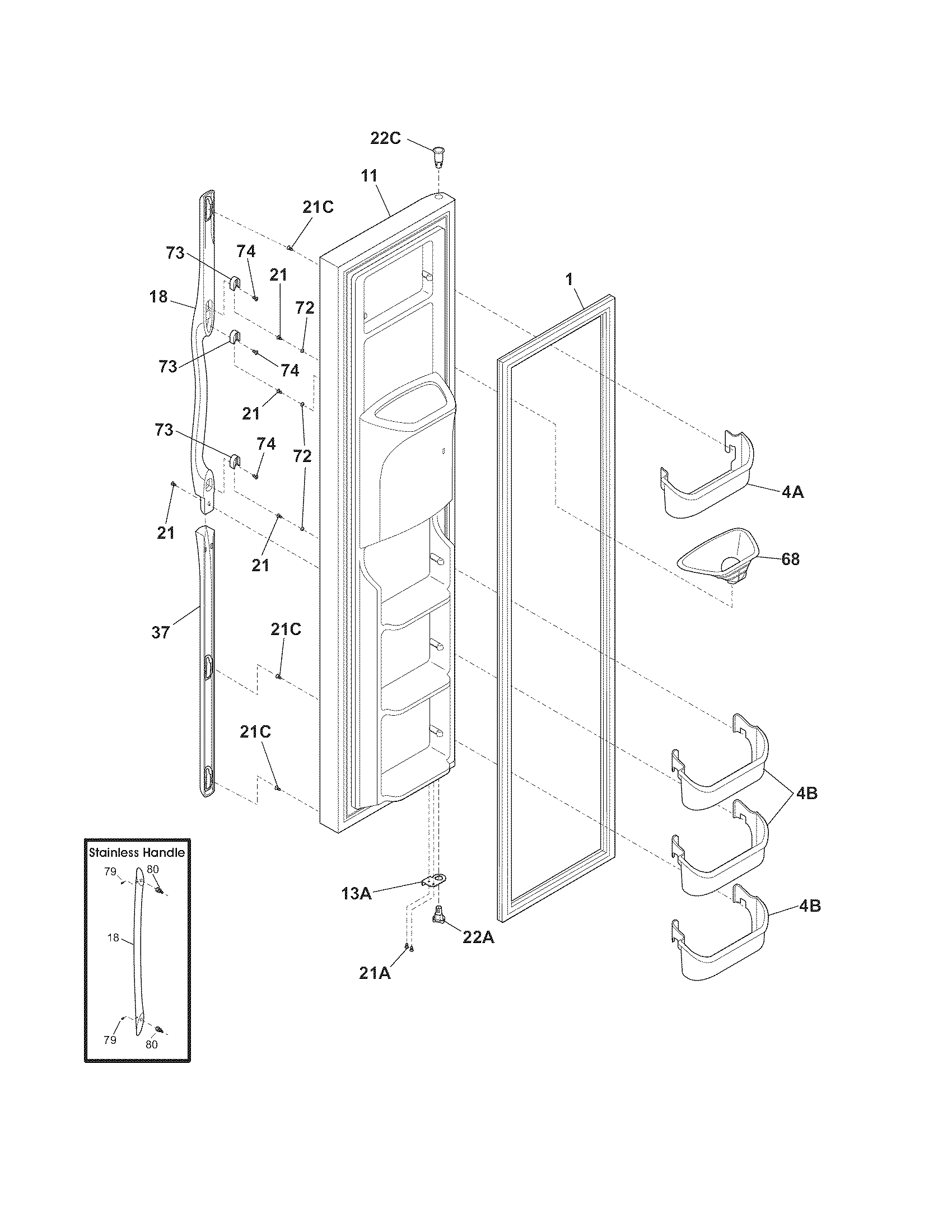 Frigidaire GLHS38EJQ1 freezer door diagram