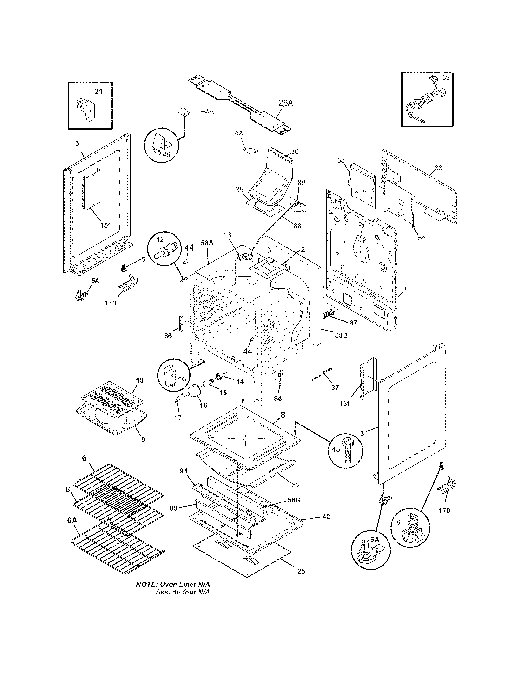 Frigidaire FGGF3031KWA body diagram