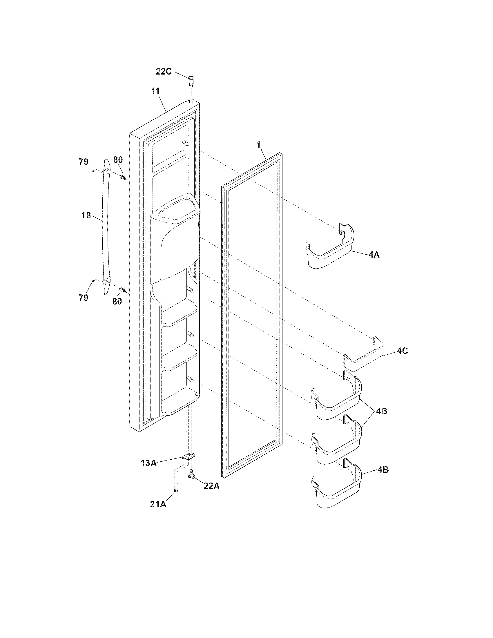 Frigidaire PHS38EJSB2 freezer door diagram
