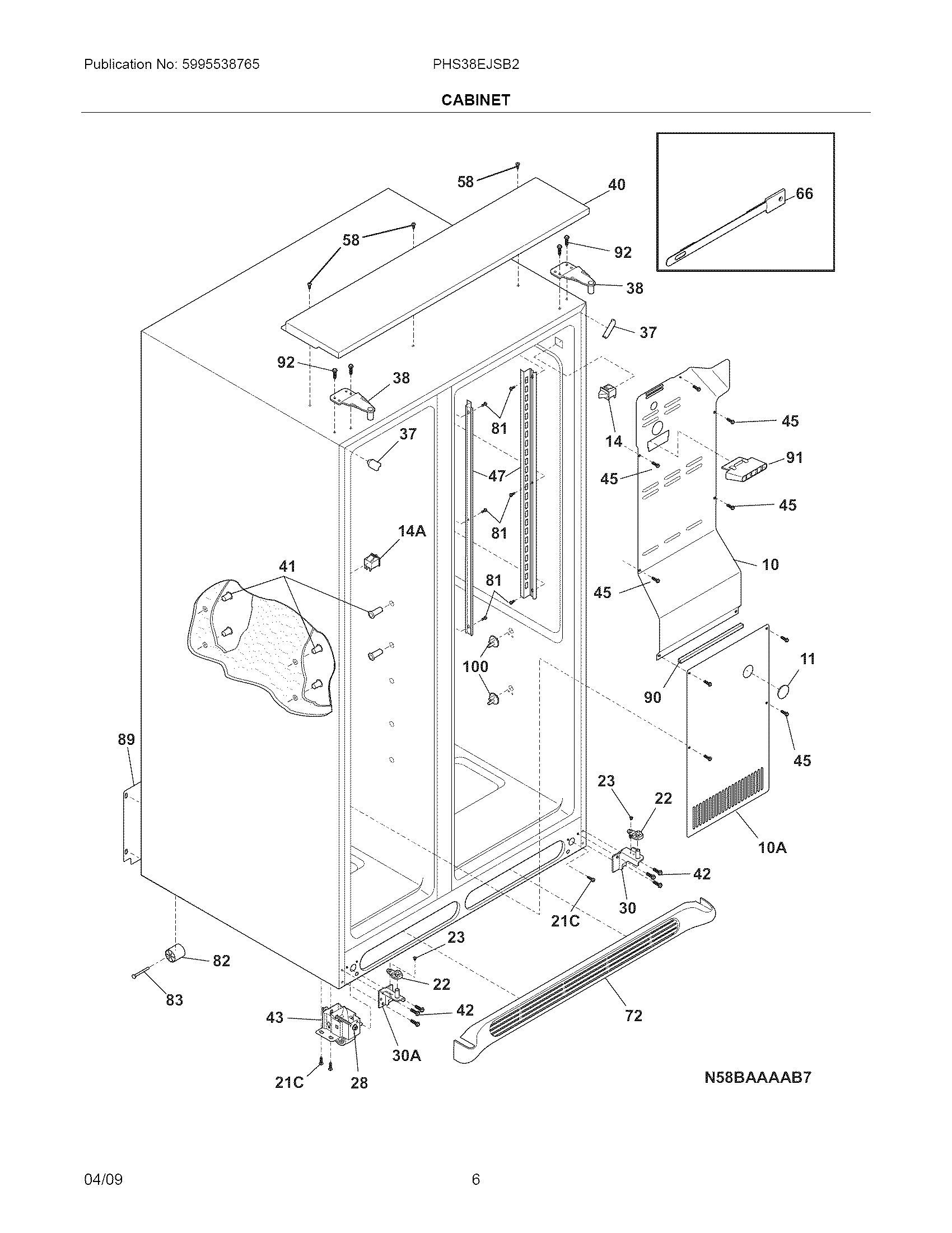 Frigidaire PHS38EJSB2 cabinet diagram