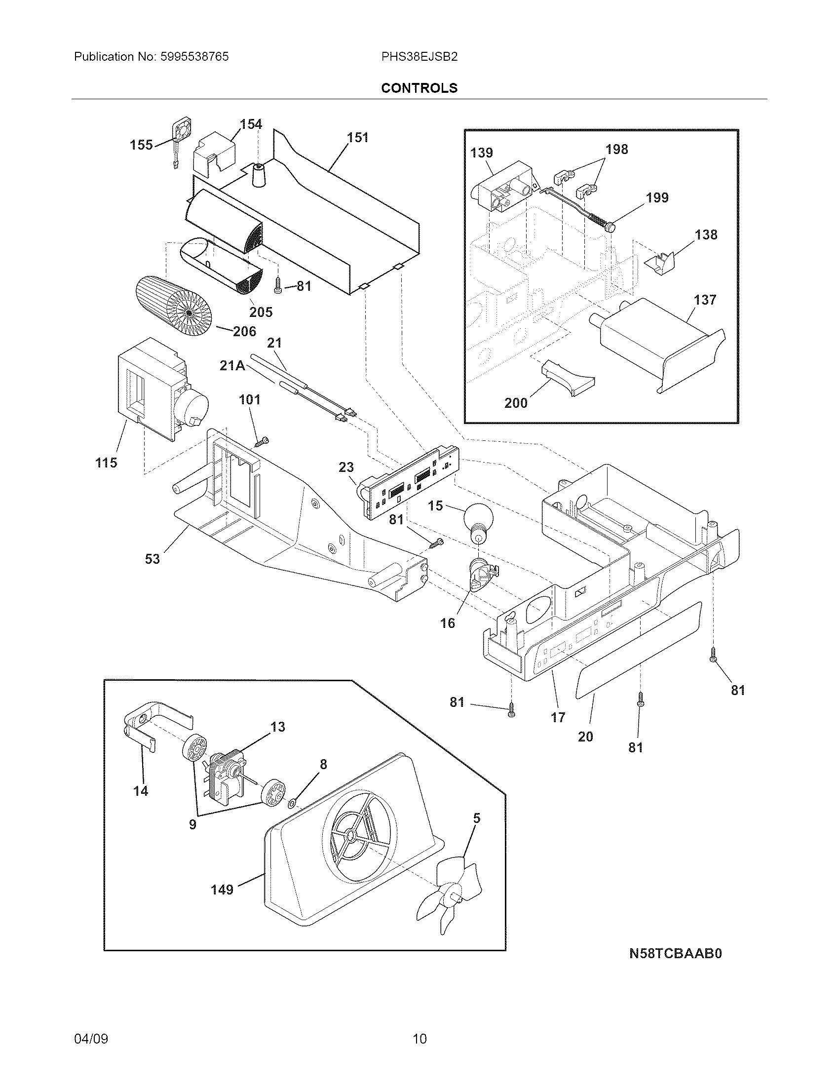 Frigidaire PHS38EJSB2 controls diagram