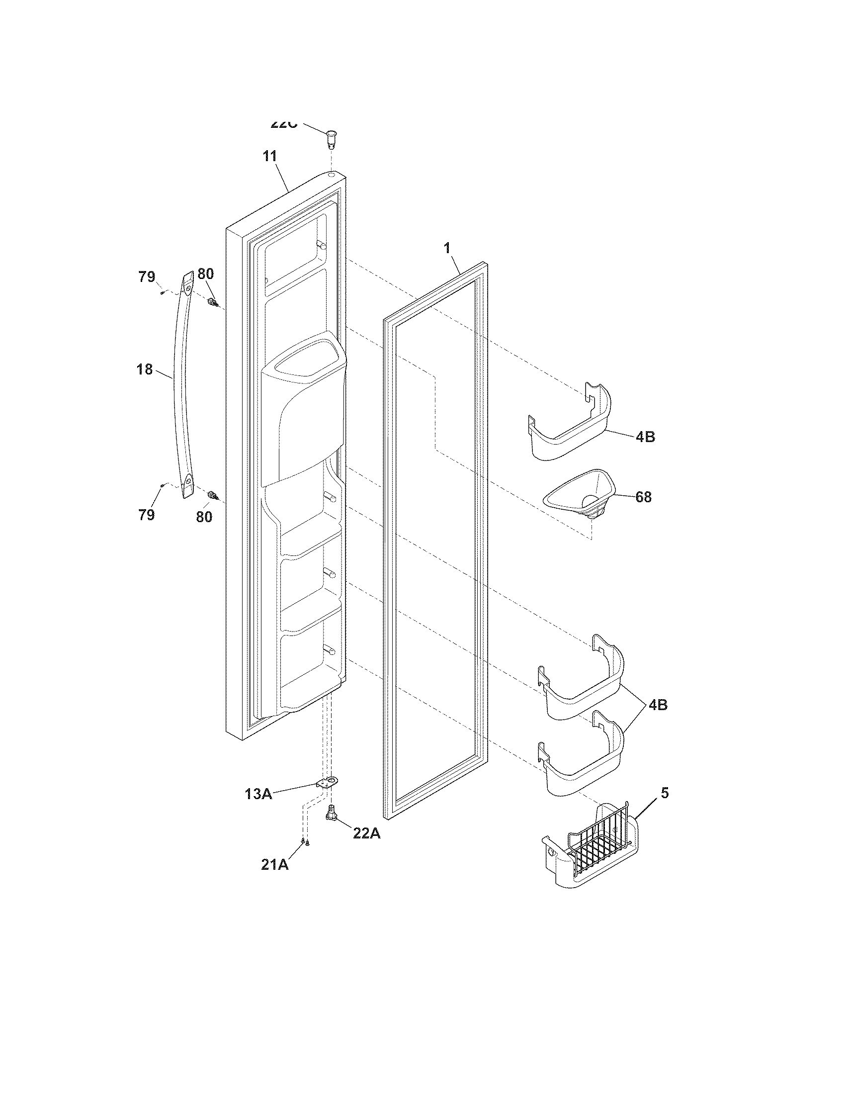 Frigidaire FGHC2344KF0 freezer door diagram