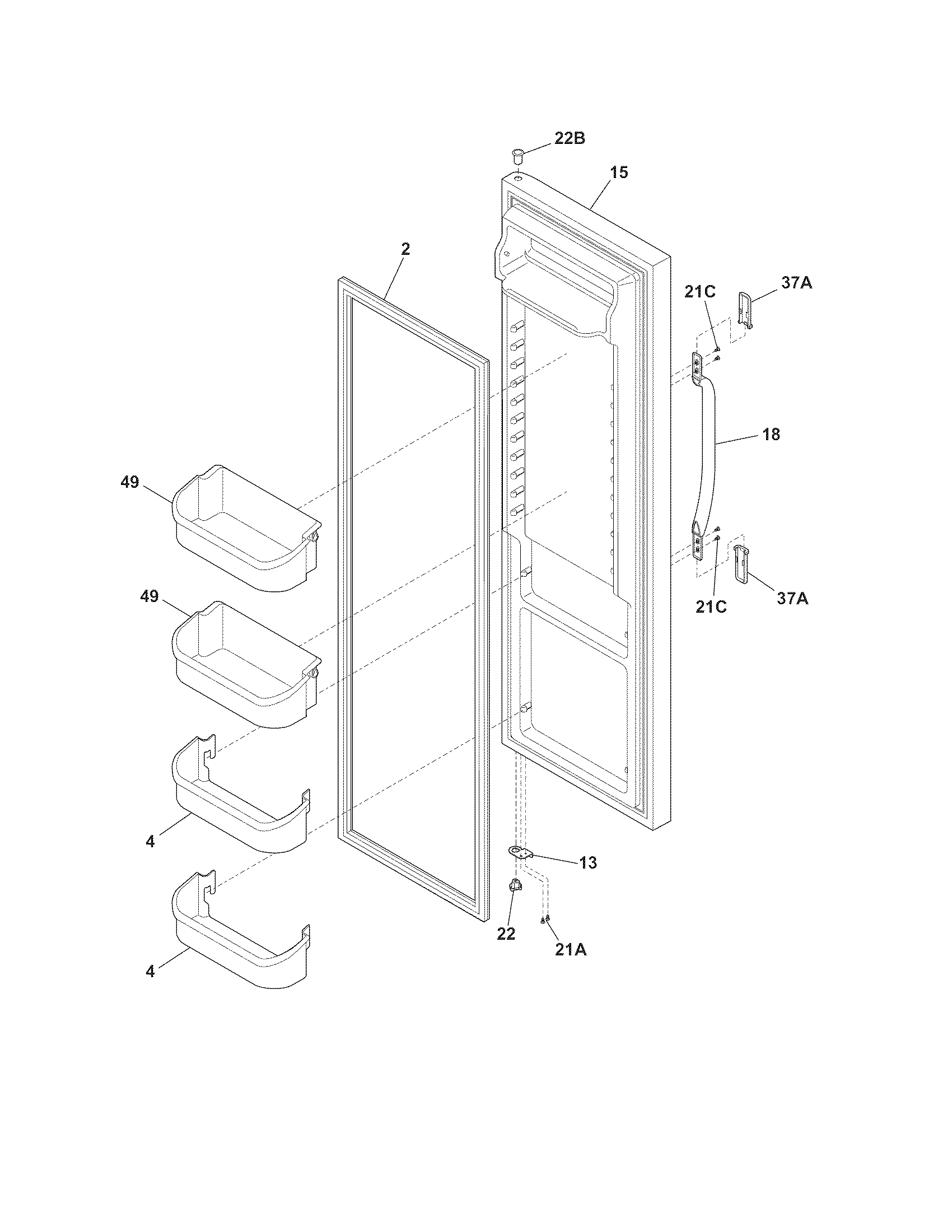 Frigidaire FRS6R3JB5 refrigerator door diagram