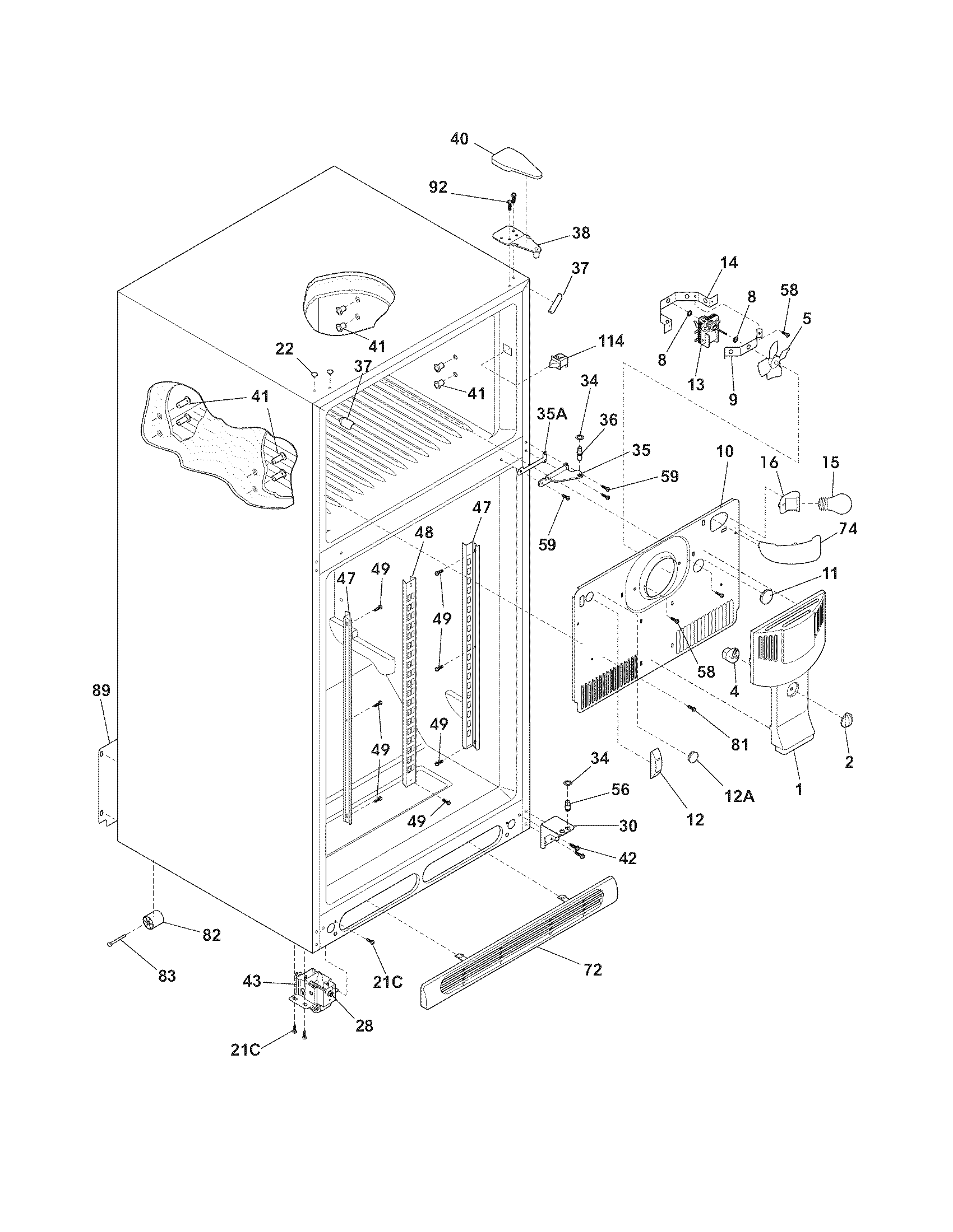 Frigidaire FGHT1846KE0 cabinet diagram