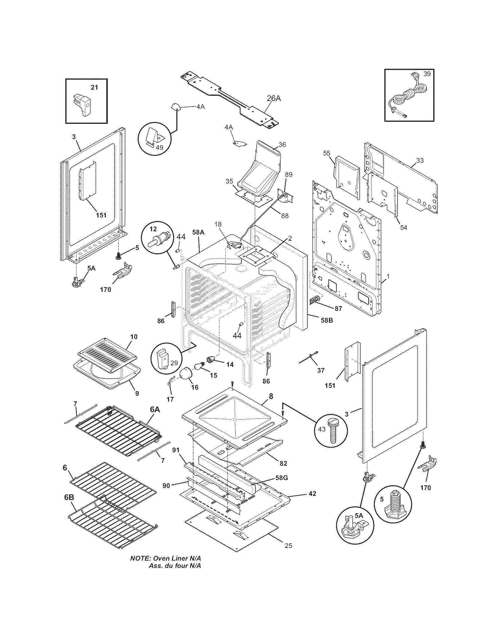 Frigidaire LGGF3042KFA body diagram