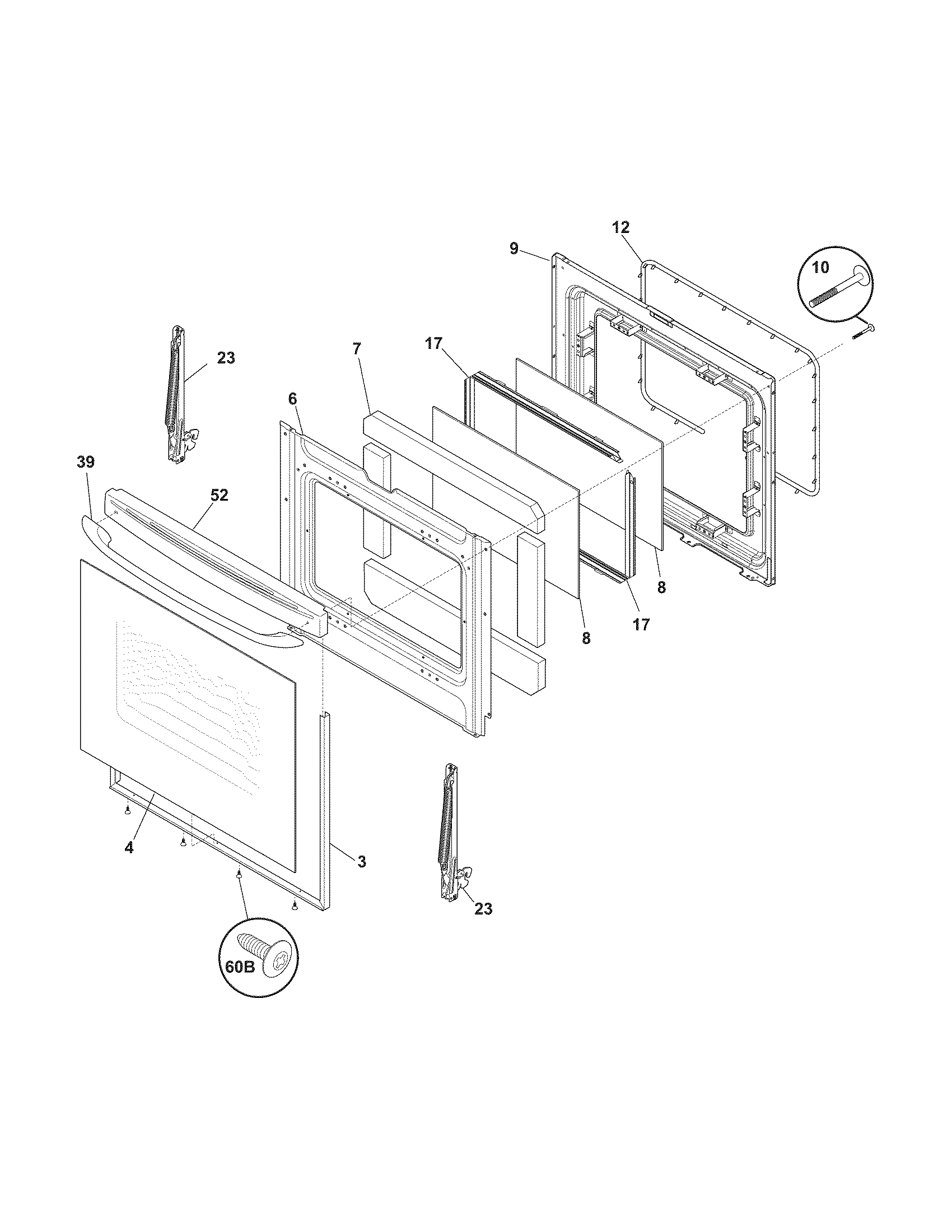 Frigidaire GLGF386DQM door diagram