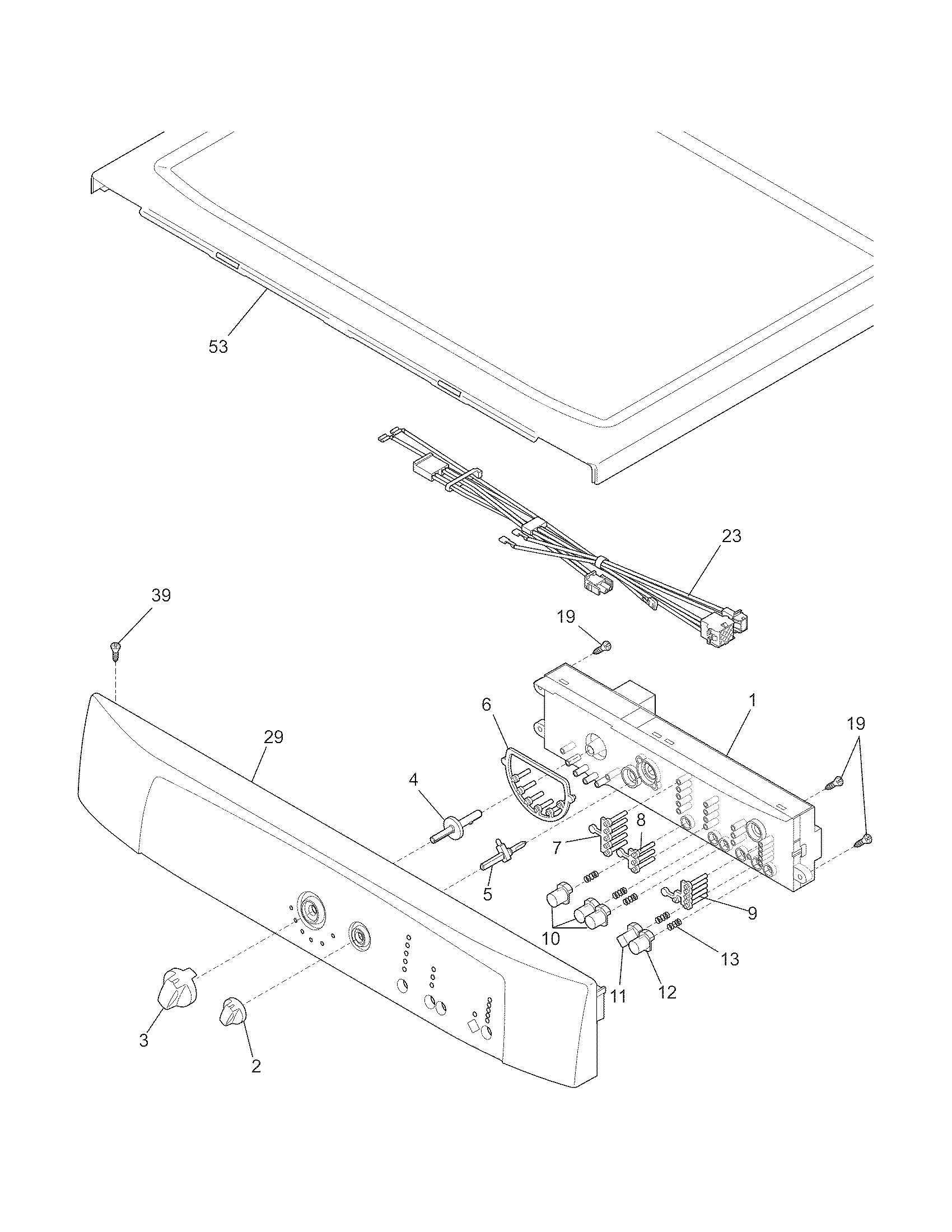 Frigidaire FGQ1452HS1 controls/top panel diagram