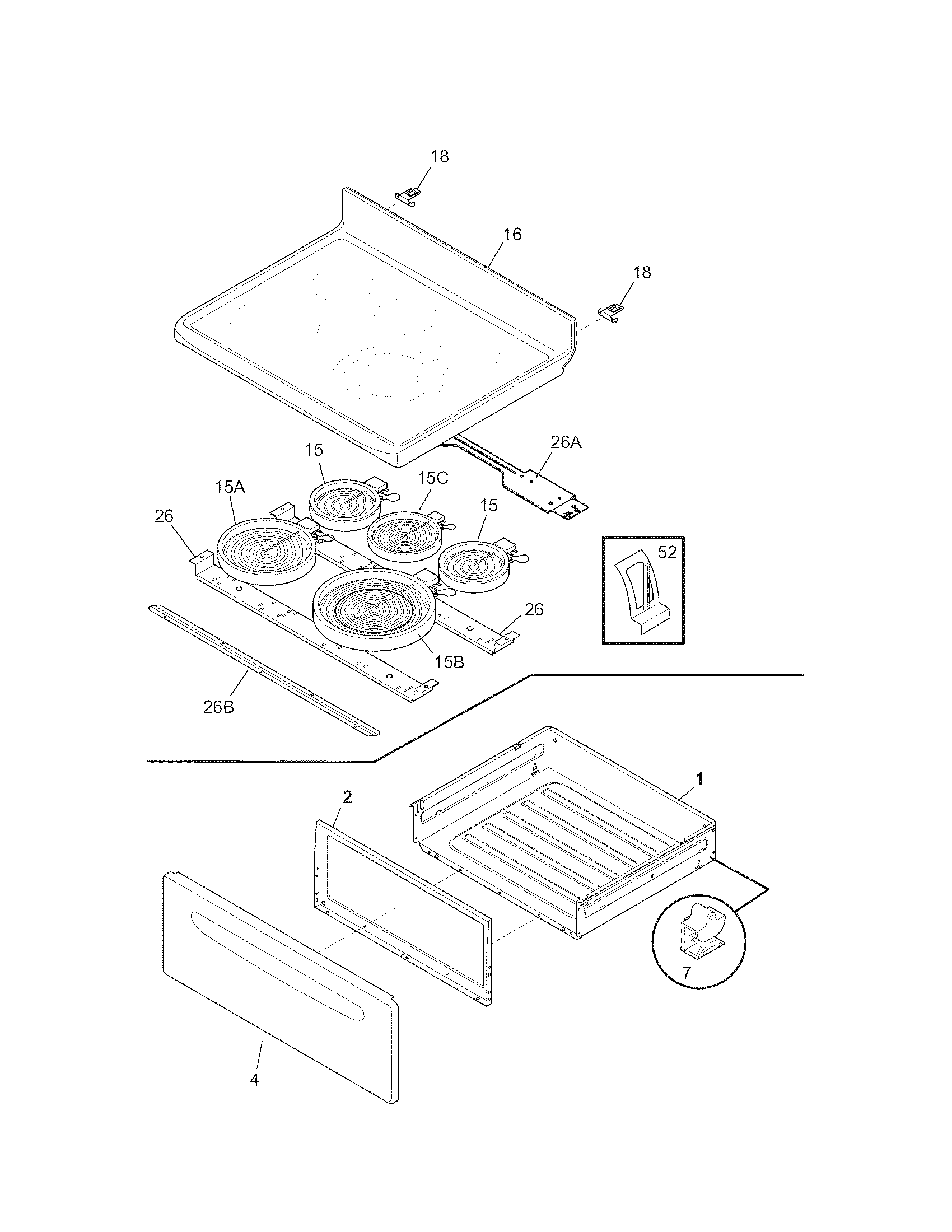 Kenmore 79097424900 top/drawer diagram