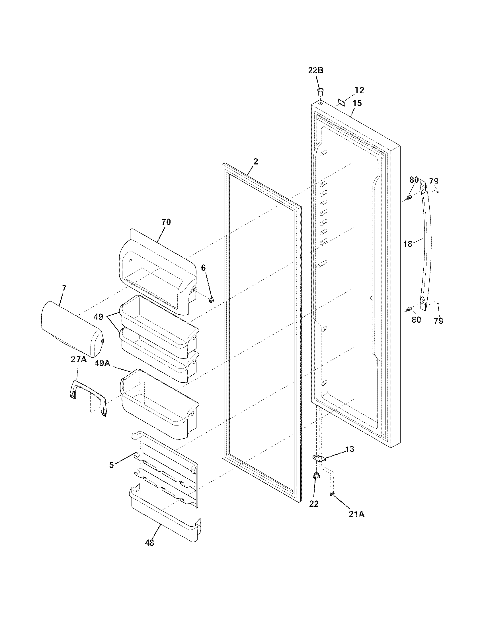 Frigidaire FGHC2369KE1 refrigerator door diagram