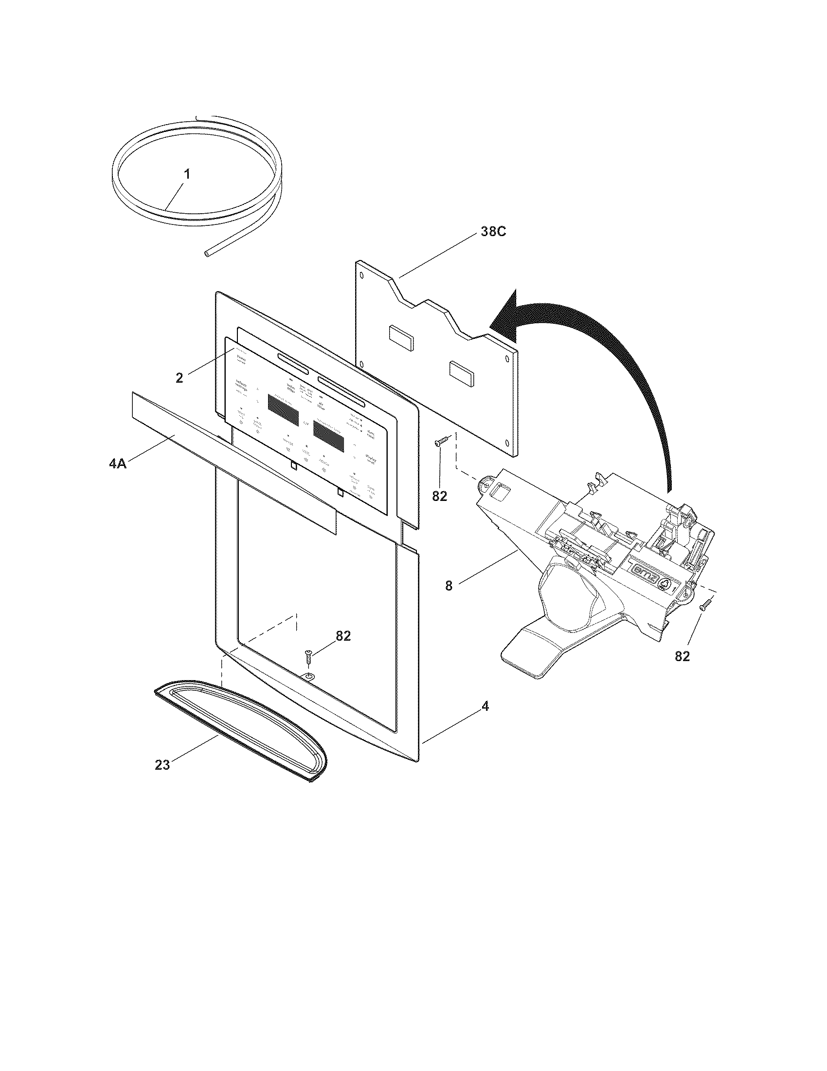 Frigidaire FGHC2369KE1 ice & water dispenser diagram