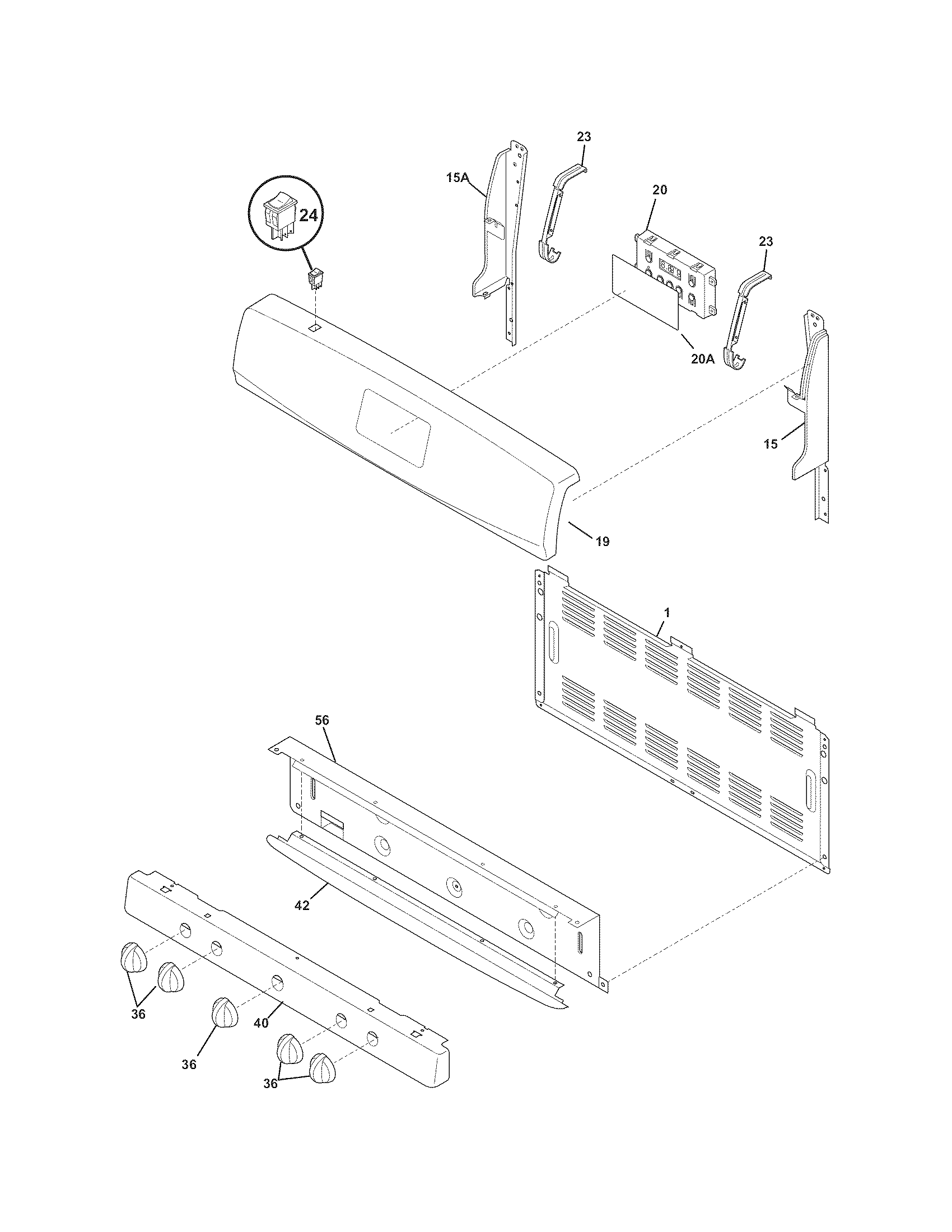 Frigidaire FGF348KCA backguard diagram
