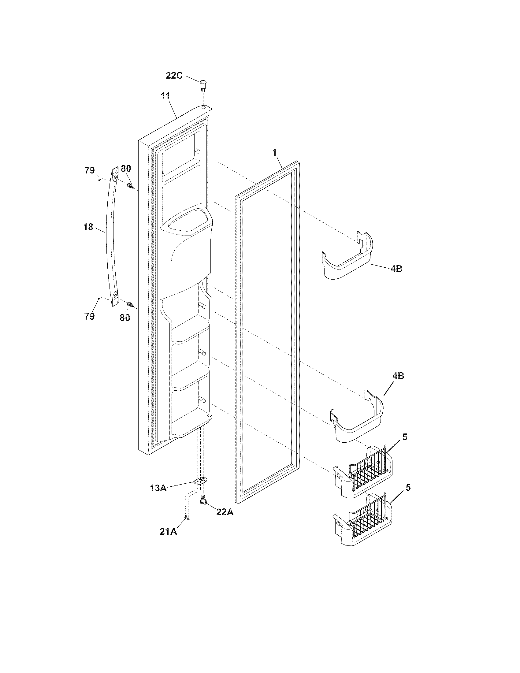 Frigidaire FGHC2379KE0 freezer door diagram