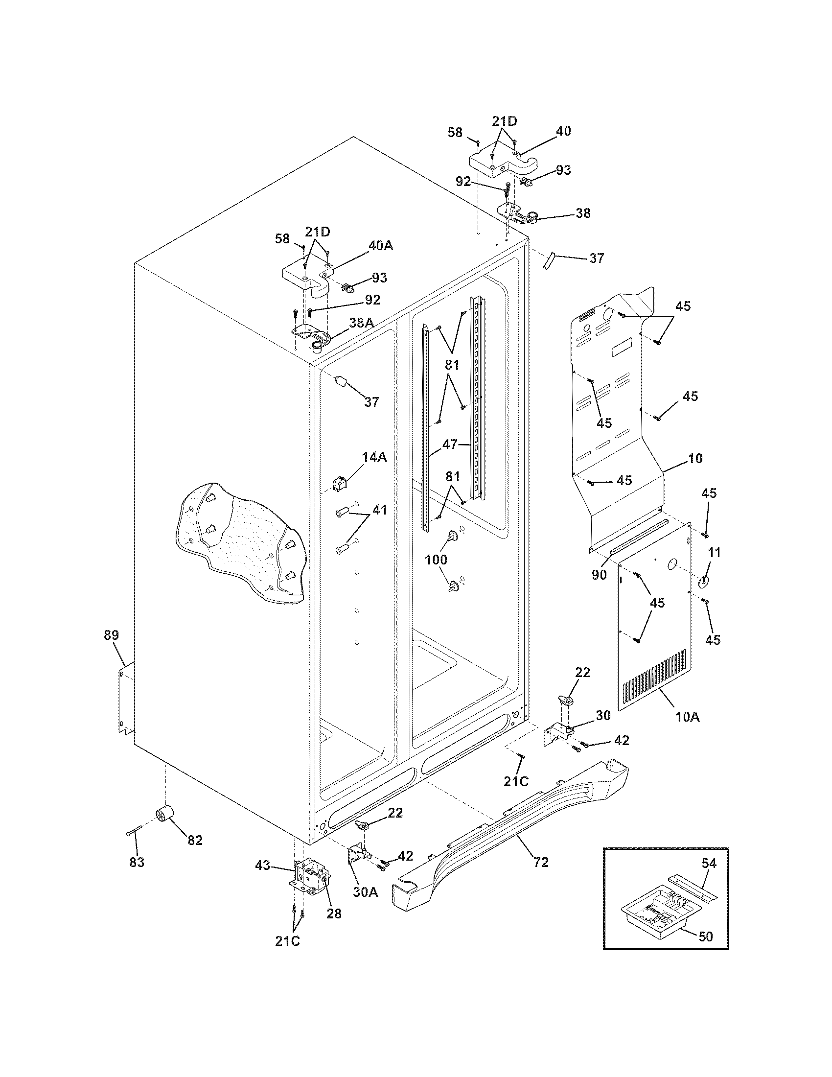 Frigidaire FGHC2379KE0 cabinet diagram