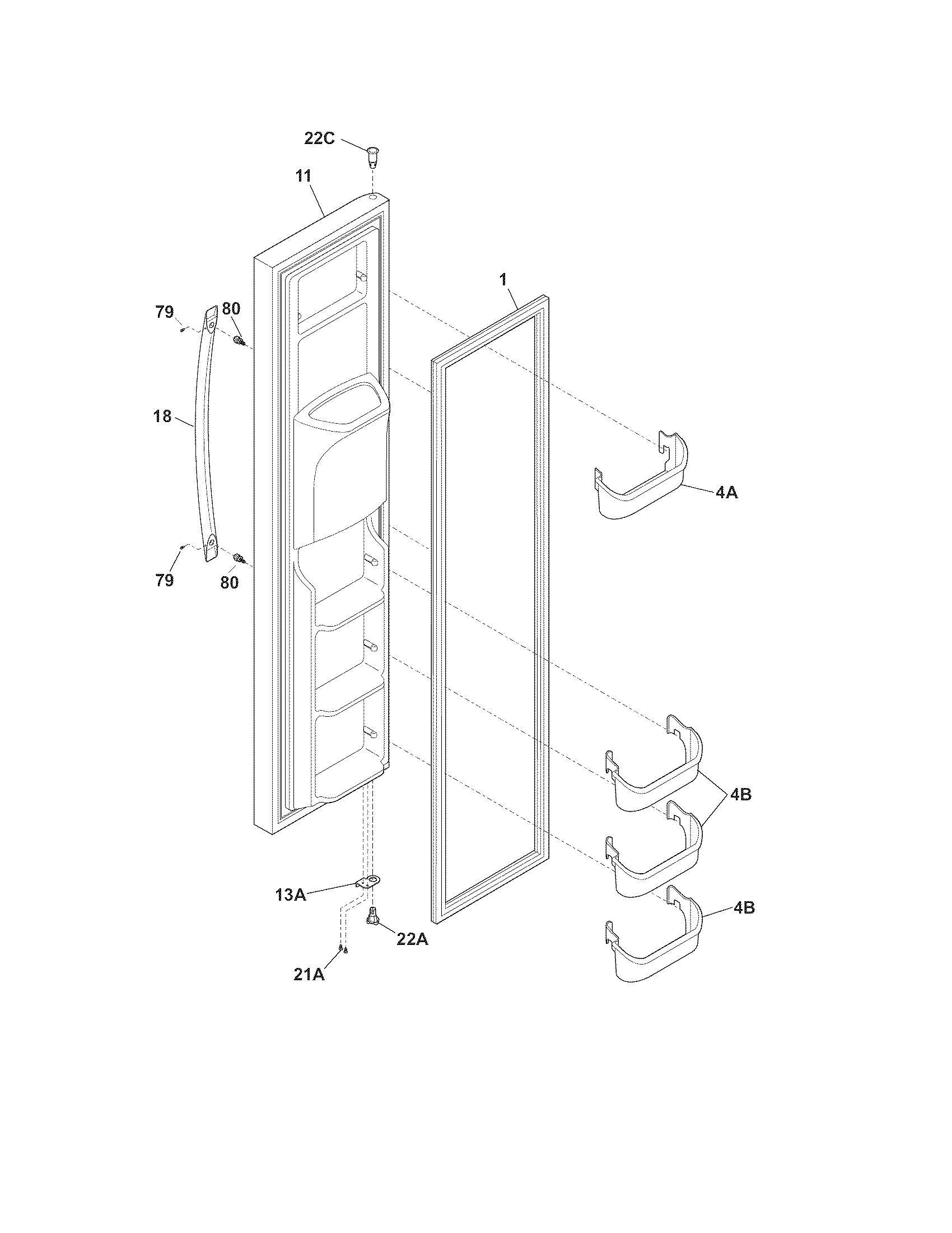 Frigidaire BGHS2644KF0 freezer door diagram