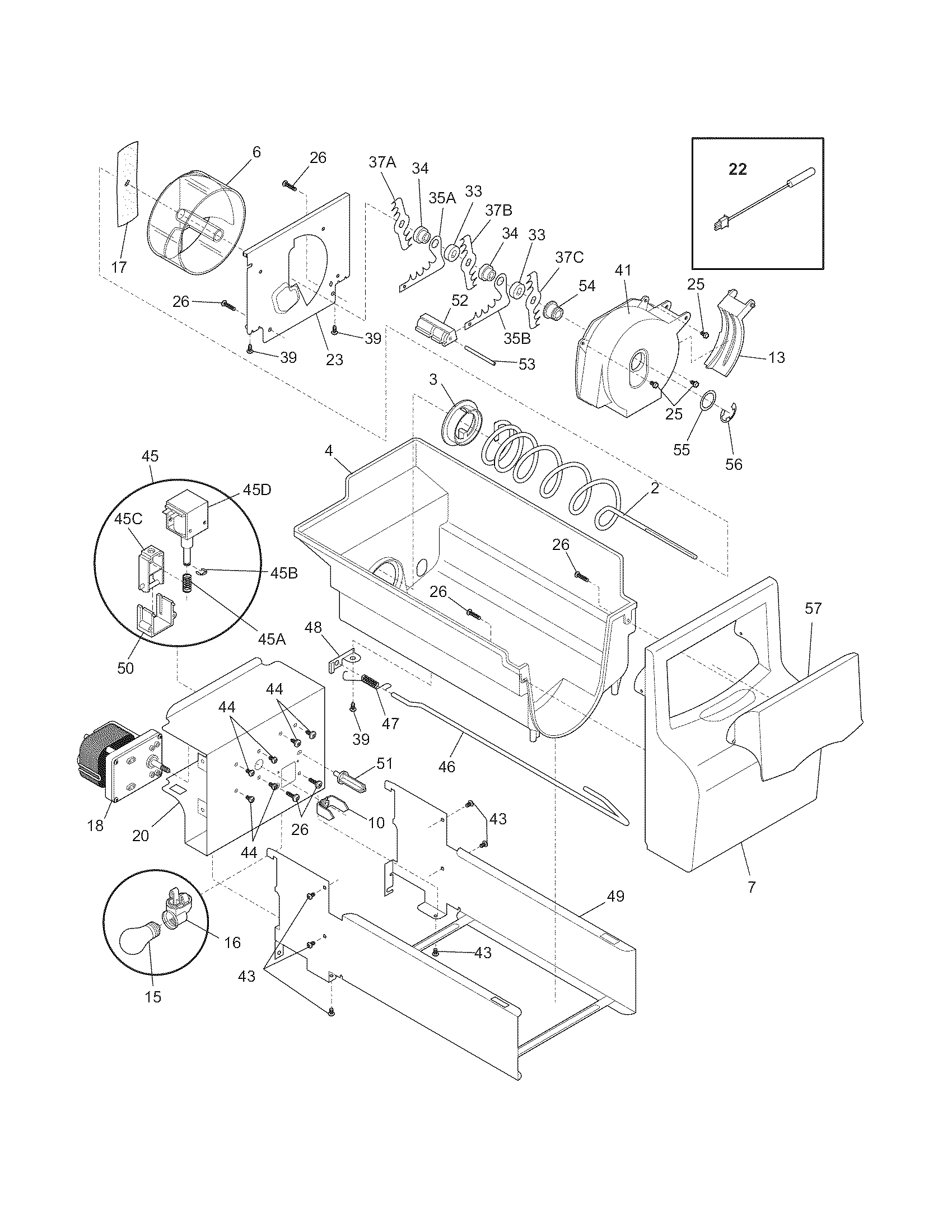Frigidaire BGHS2644KF0 ice container diagram