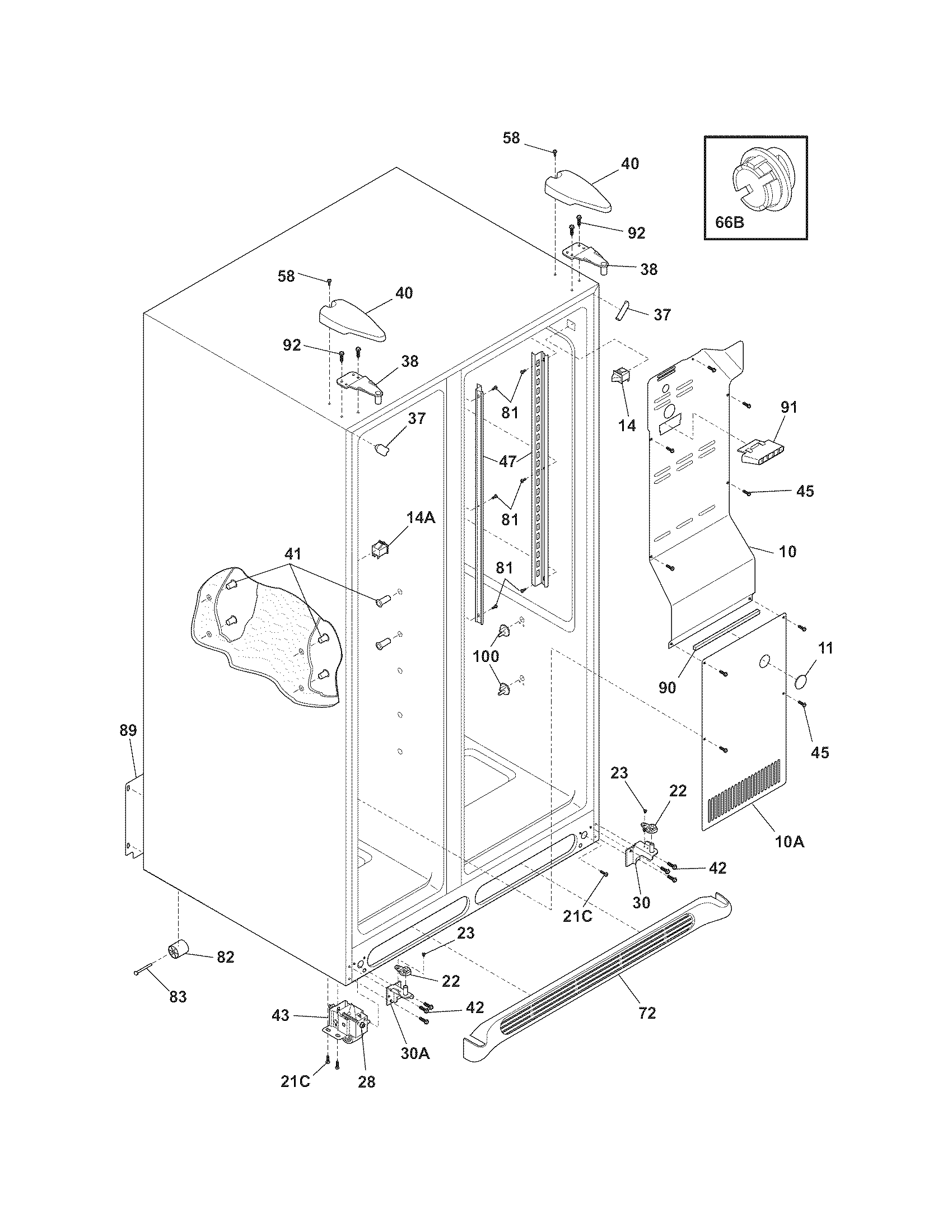 Frigidaire FRS3HF6JB1 cabinet diagram