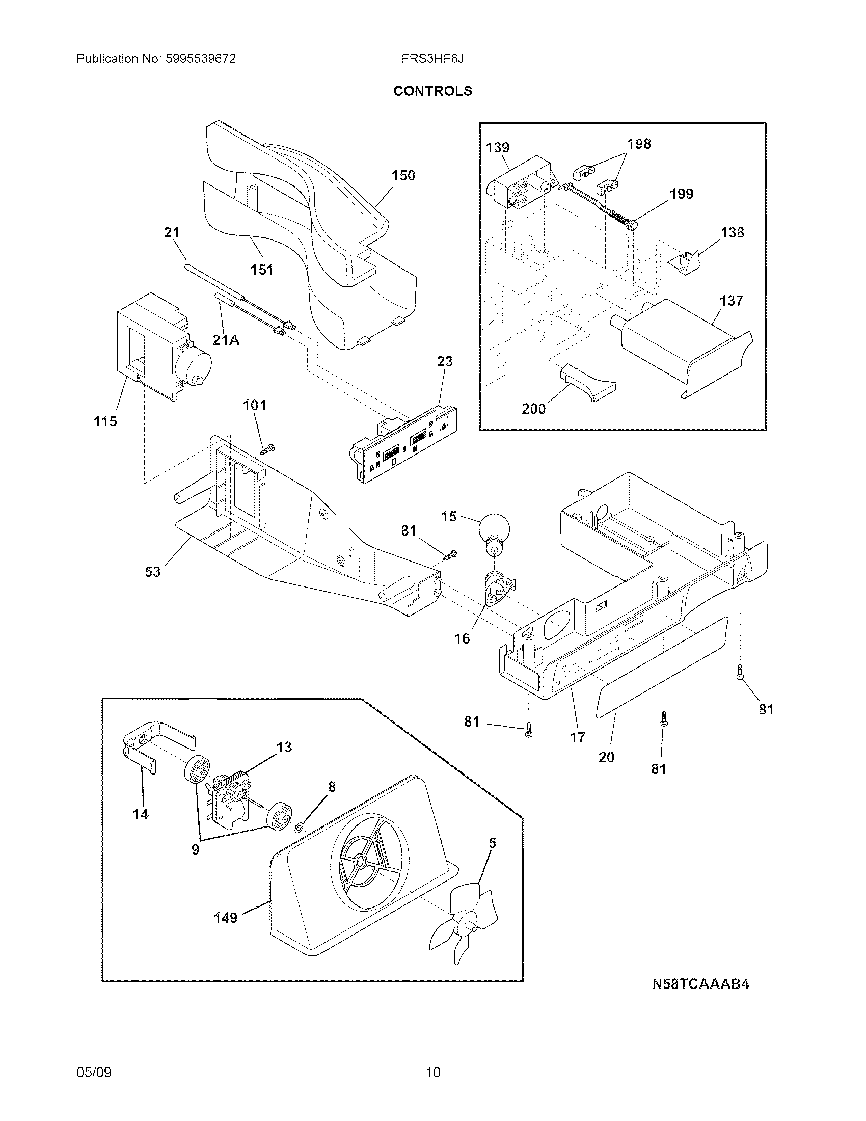 Frigidaire FRS3HF6JB1 controls diagram