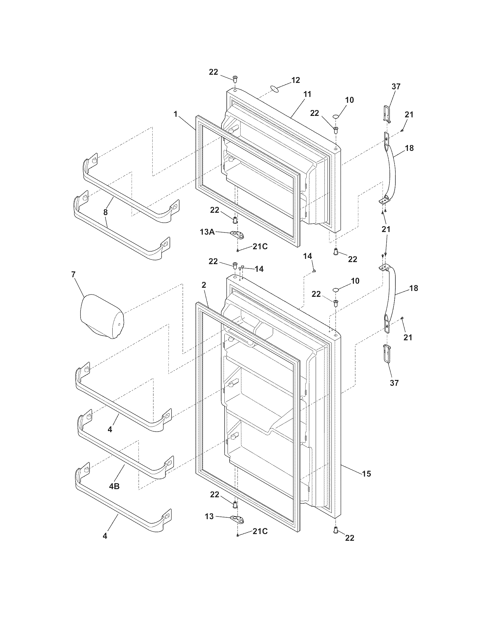 Frigidaire FRT18G6JB4 door diagram
