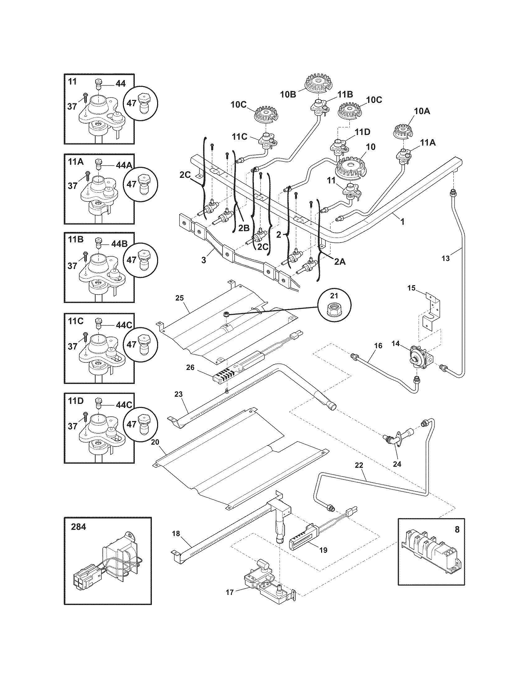Electrolux EI30GF55GSD burner diagram