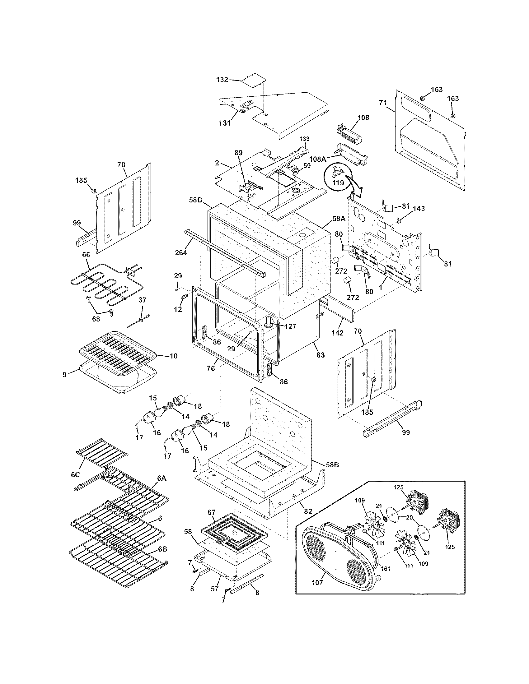 Frigidaire FPET3085KFA upper oven diagram