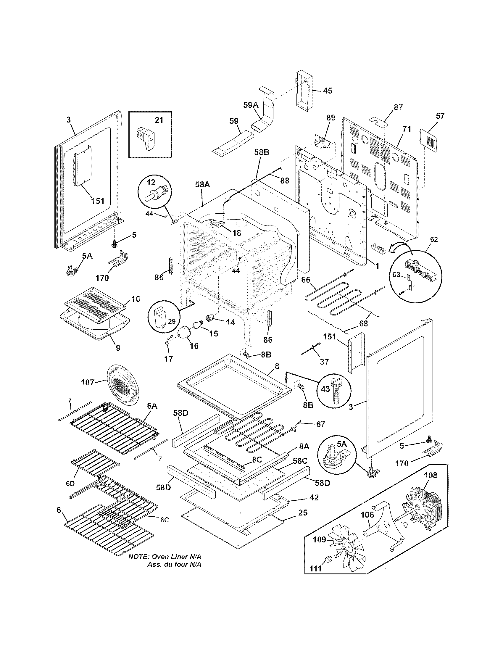 Frigidaire LGEF3043KFA body diagram