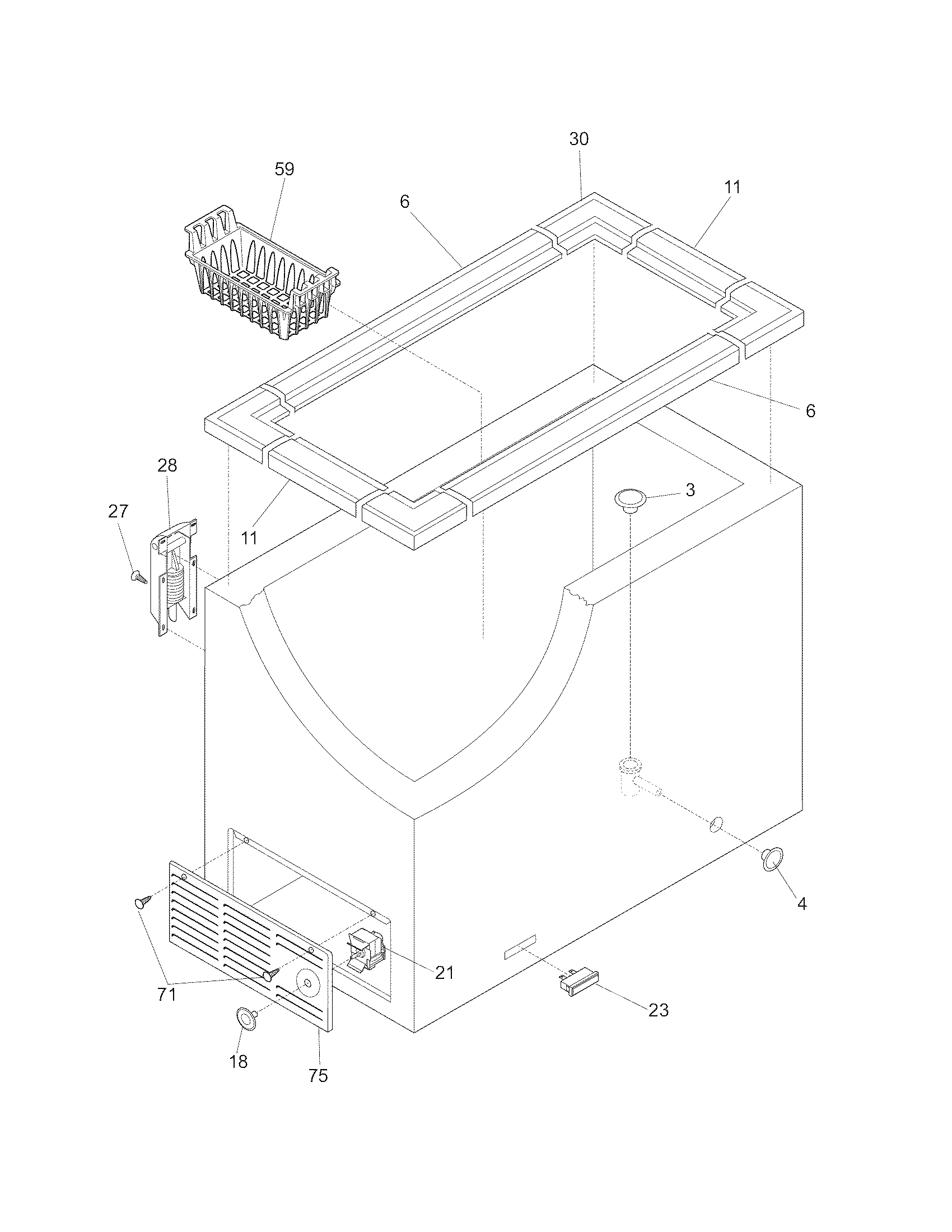 Frigidaire FFC0723FW4 cabinet diagram